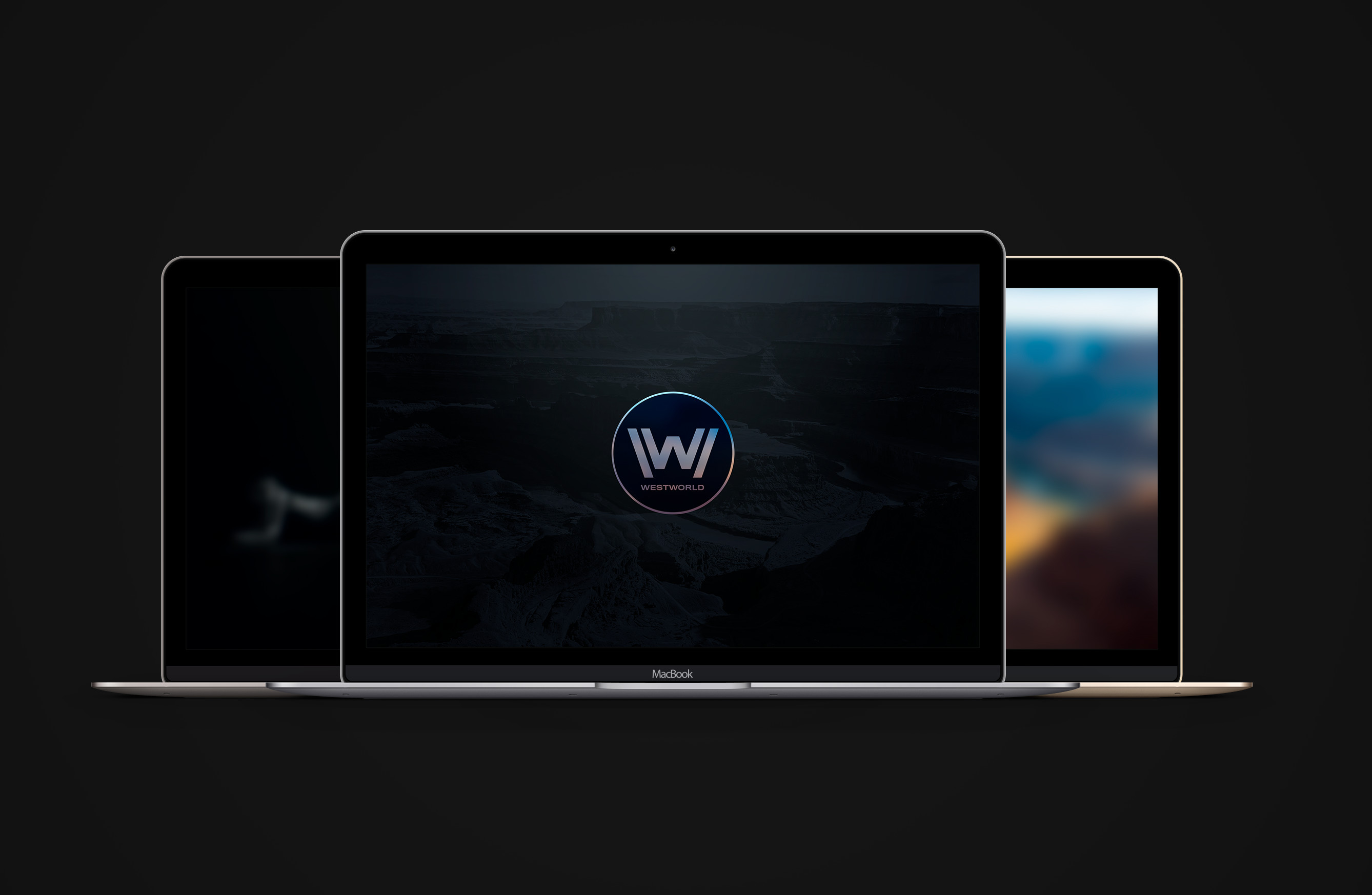 Westworld, Logo, Mockup dispositivi, Sfondo scuro, 2K, wallpaper desktop