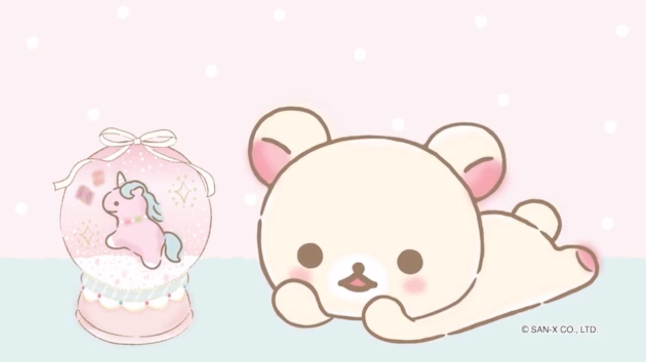 Korilakkuma, Unicorno, Palla di neve, San-X, 16:9 Full HD, sfondo widescreen