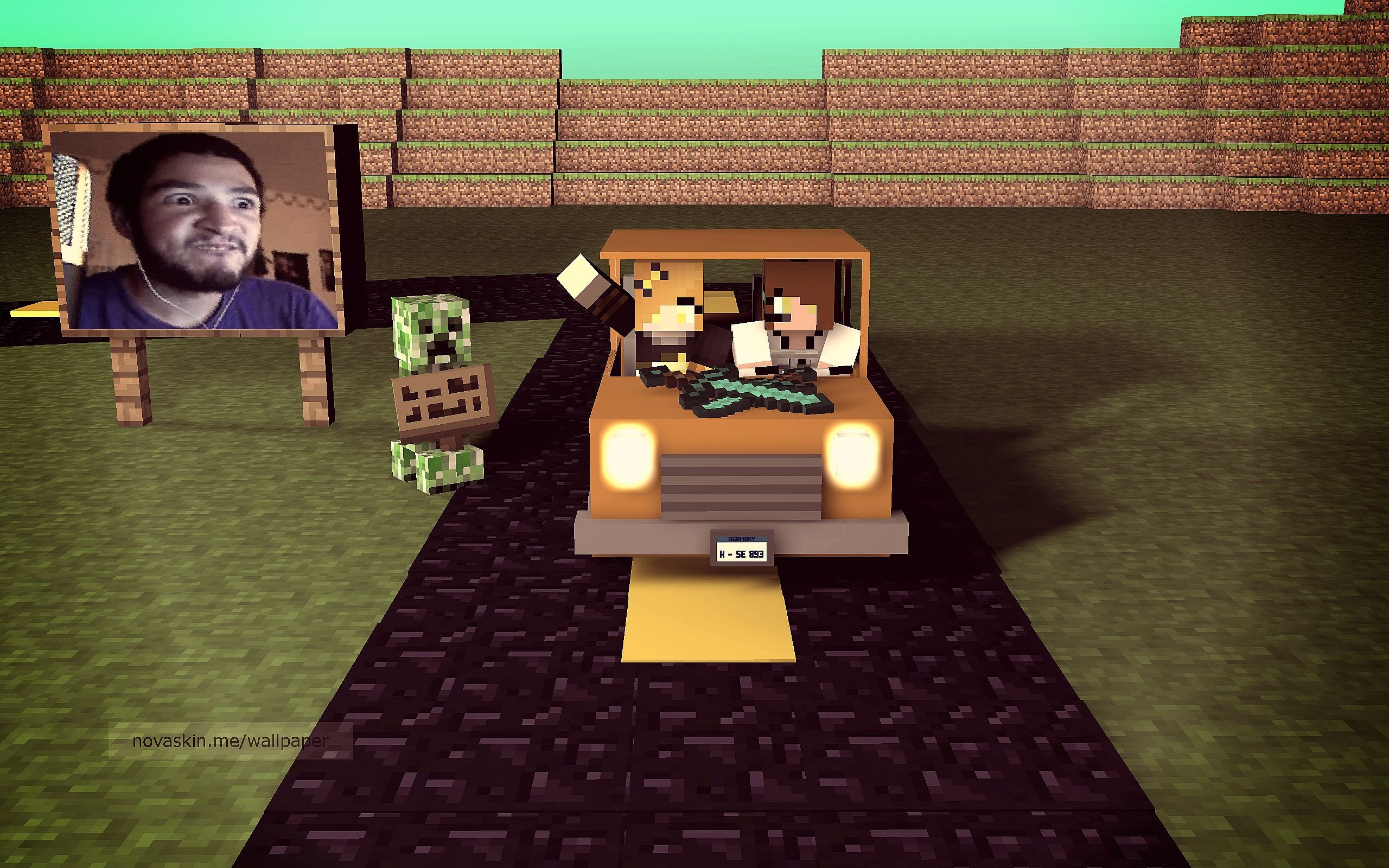 Minecraft, Novaskin, Auto, Strada, 2560x1600, sfondo per PC