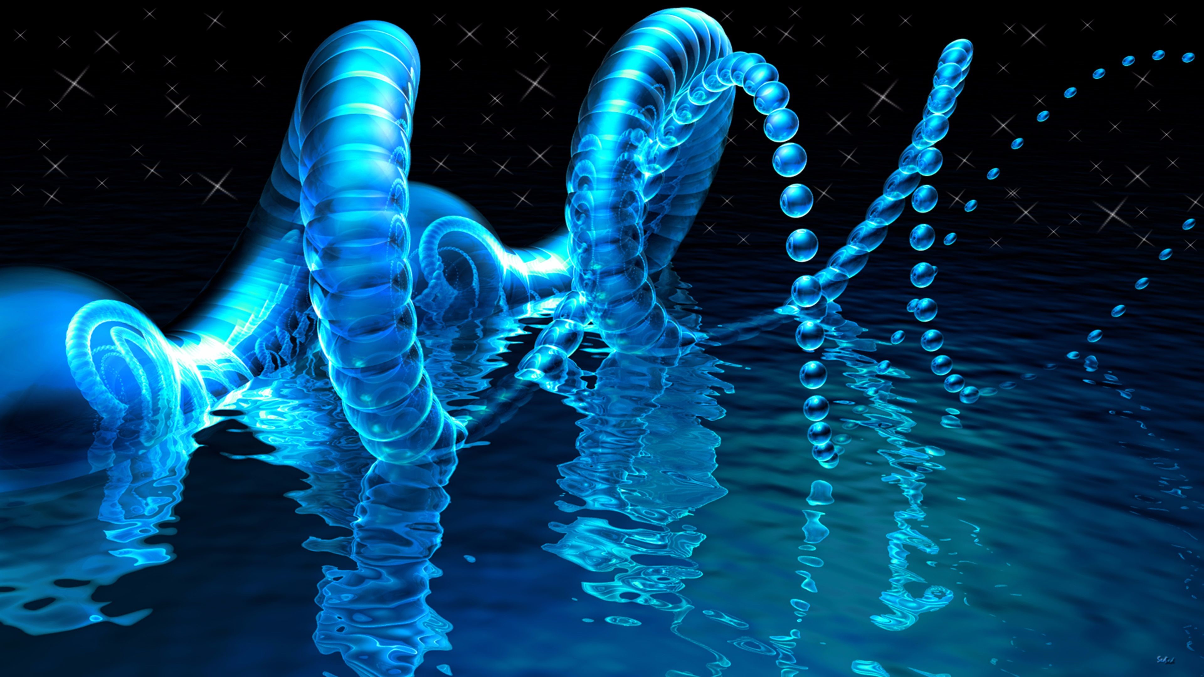 Astratto, Spirali, Acqua, Blu, Rendering 3D, 4K, sfondo per PC