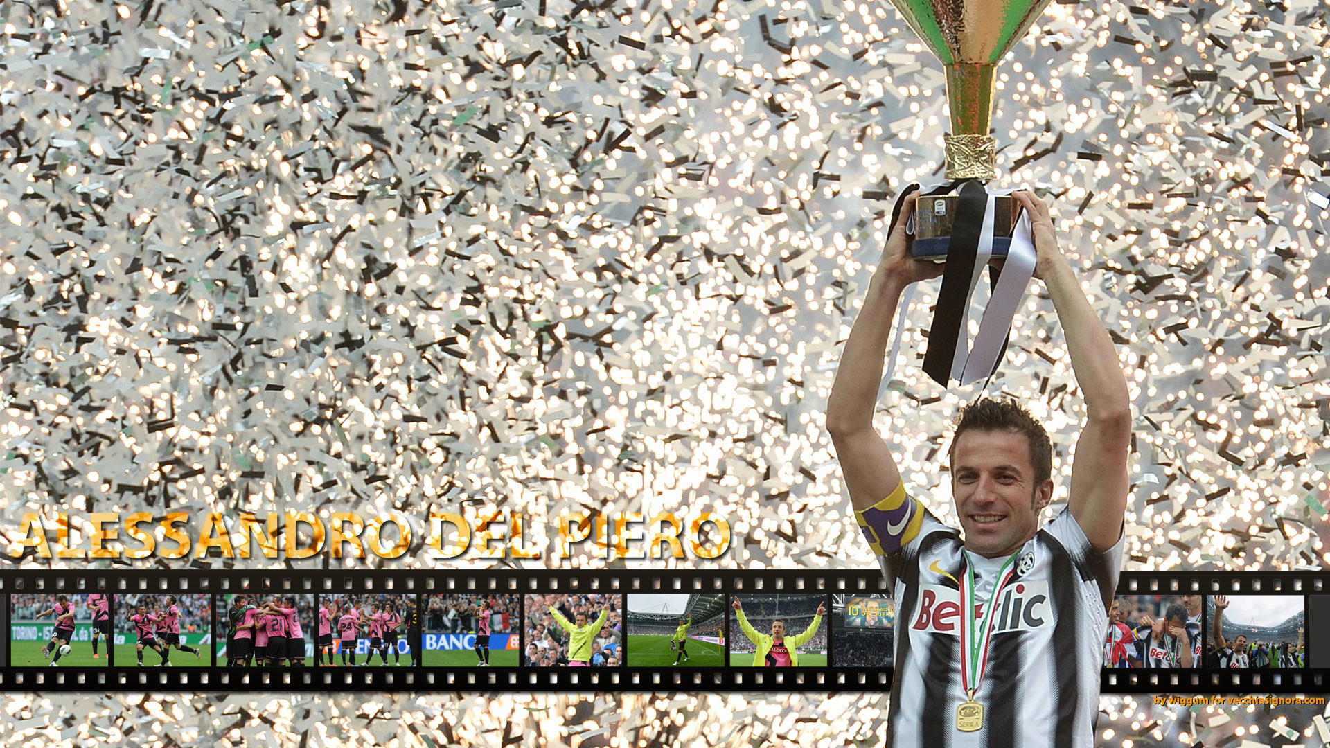 Alessandro Del Piero, Juventus, Trofeo, Coriandoli, Full HD, sfondo per portatile