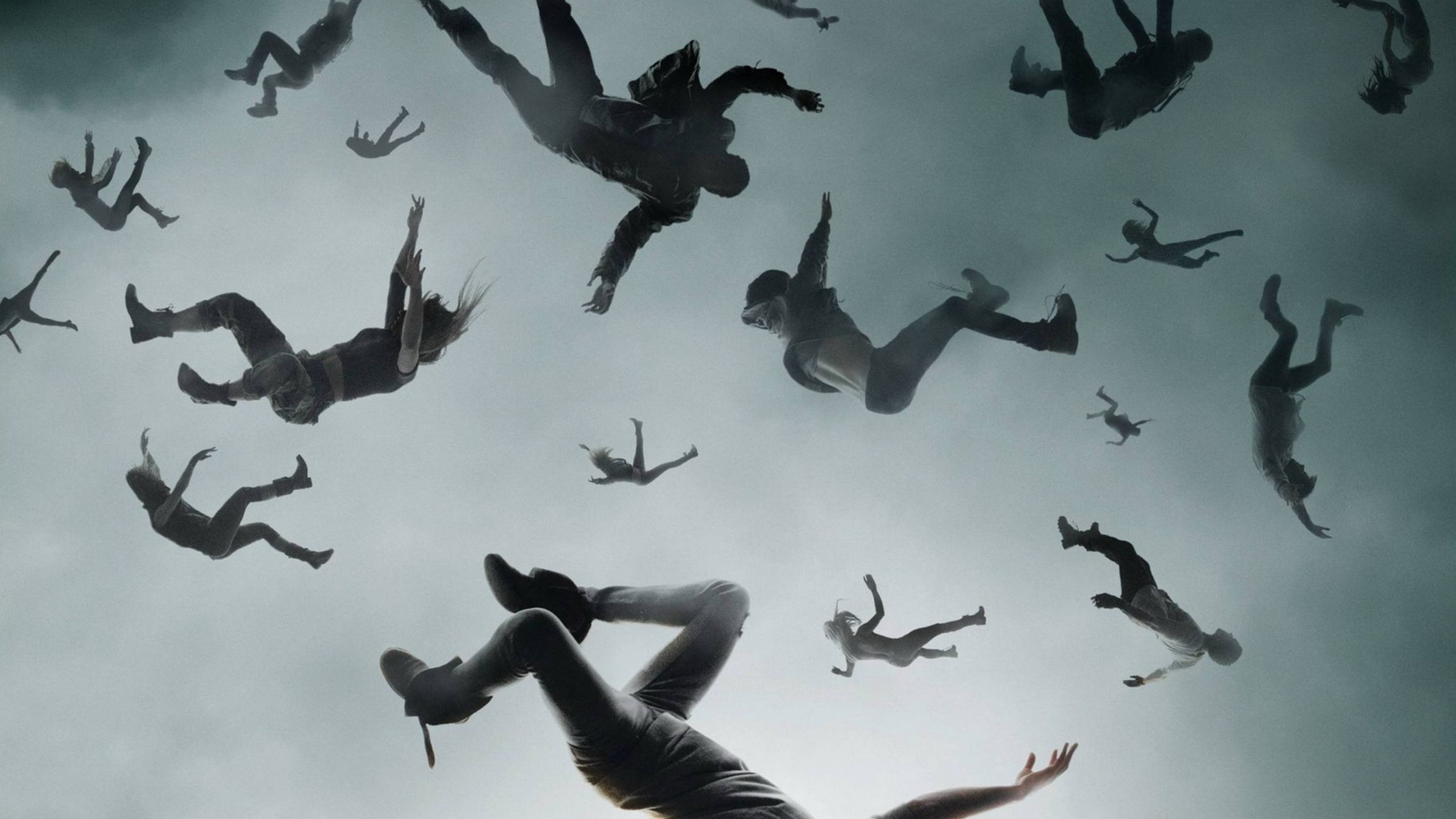 The 100, Persone che cadono, Cielo grigio, Poster, 4K, sfondo per portatile