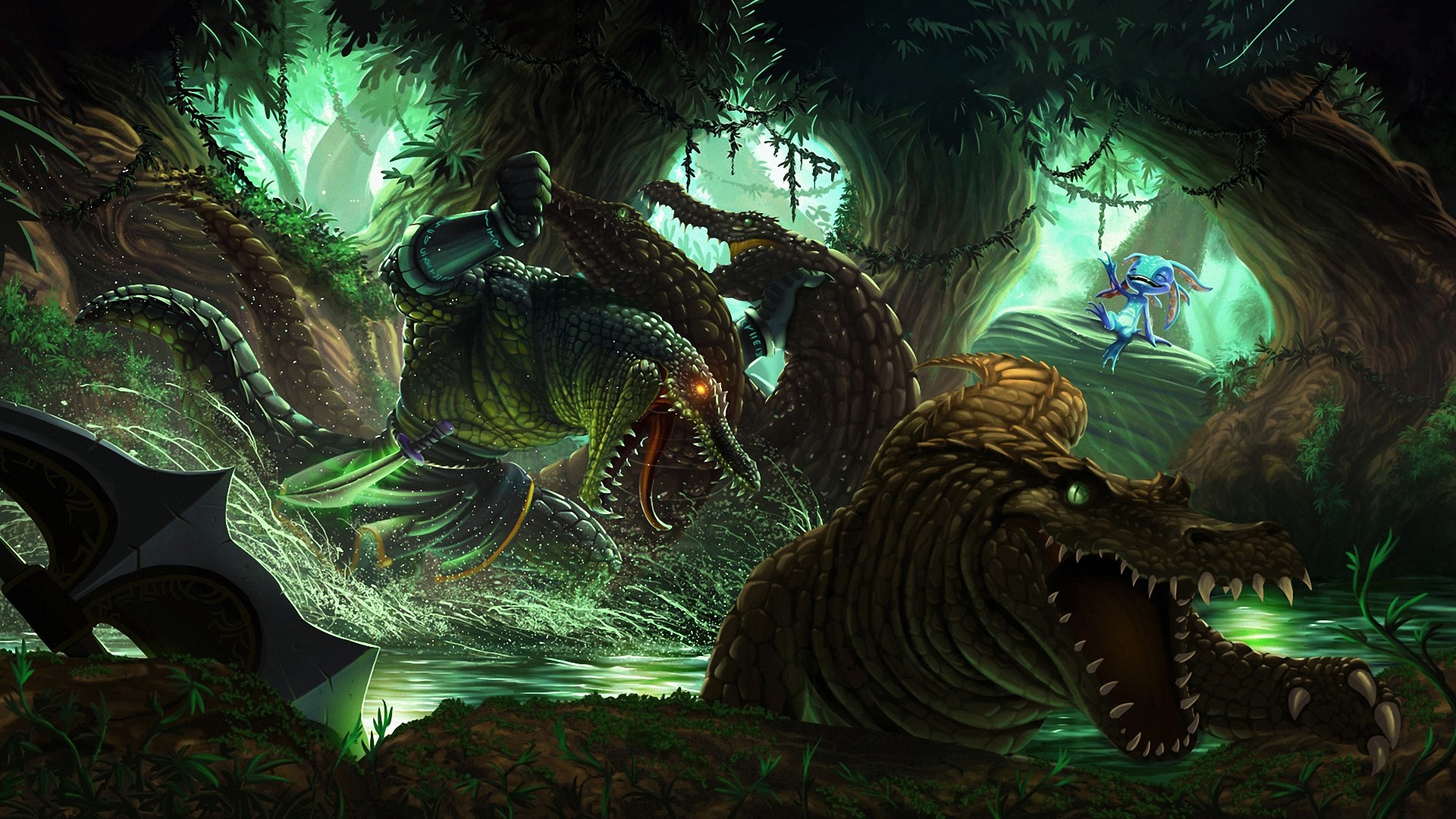 Renekton, League of Legends, Giungla, Coccodrillo, Full HD, wallpaper per PC