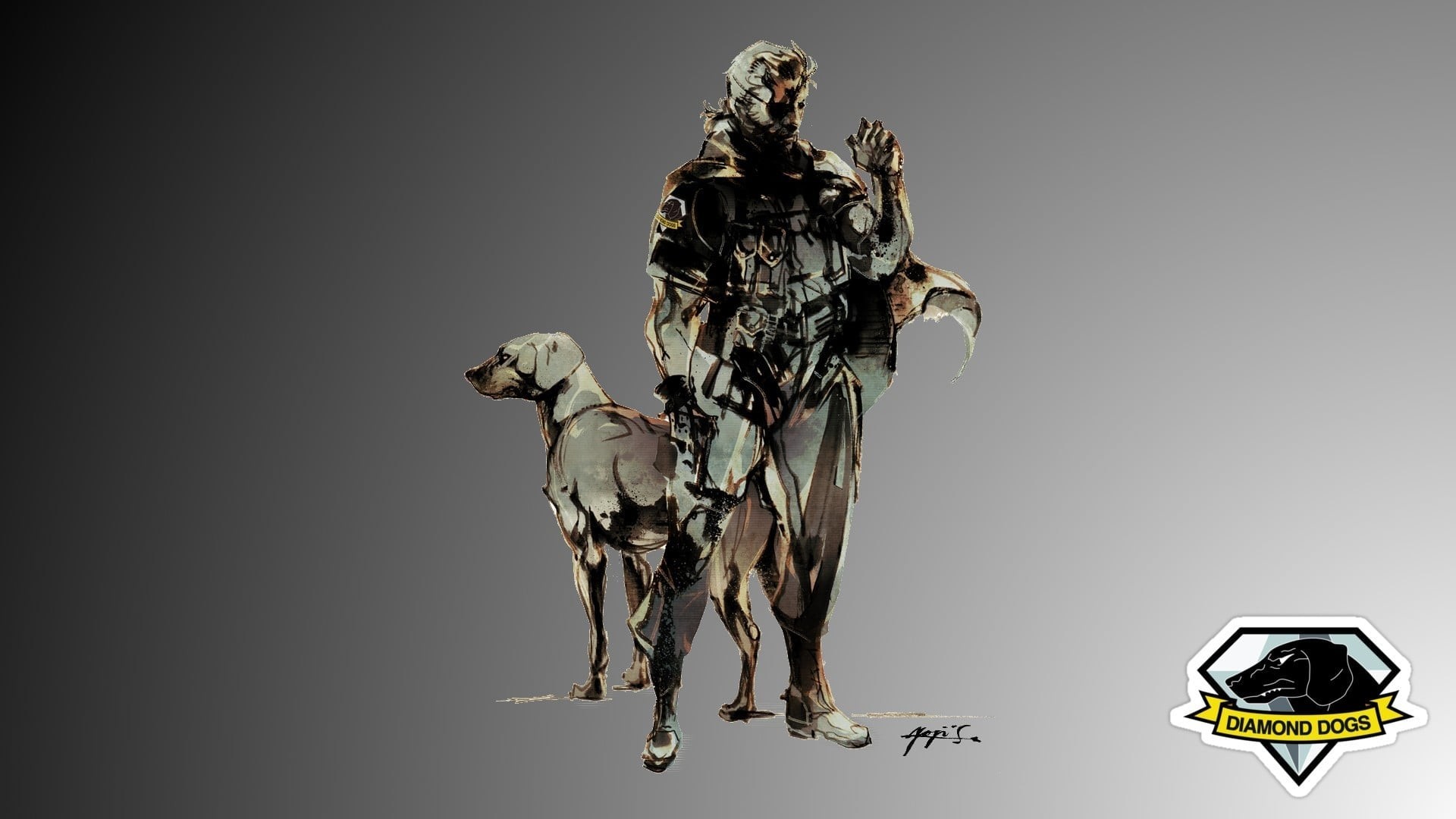 Venom Snake, D-Dog, Diamond Dogs, Metal Gear Solid V, Artwork, Full HD, sfondo desktop