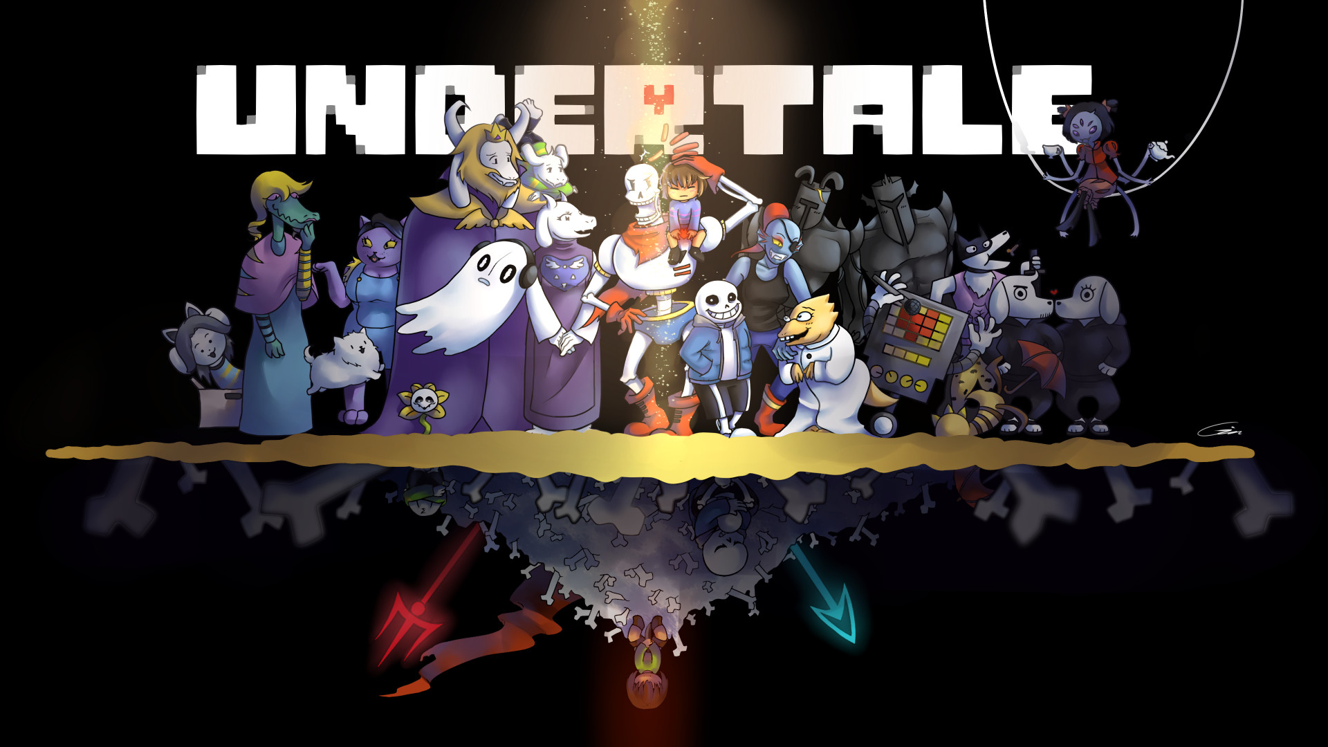 Logo Undertale, Undertale, Personaggi, Sans, Toriel, Full HD, sfondo per portatile
