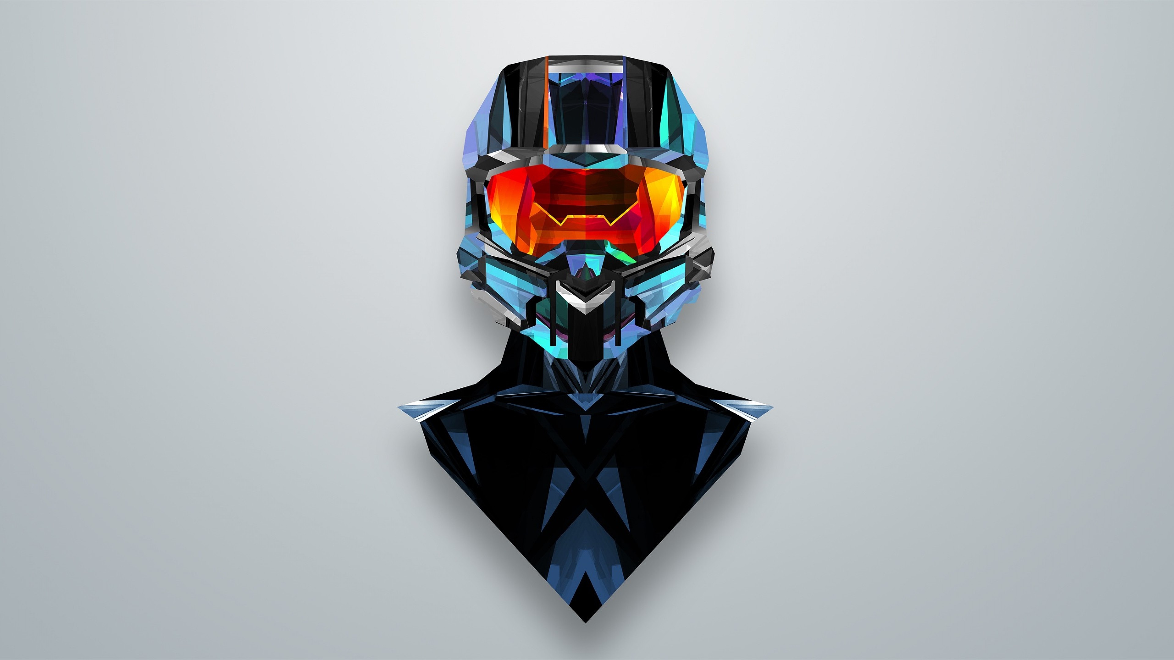 Master Chief, Halo, Low poly, Sfondo bianco, 4K, wallpaper desktop