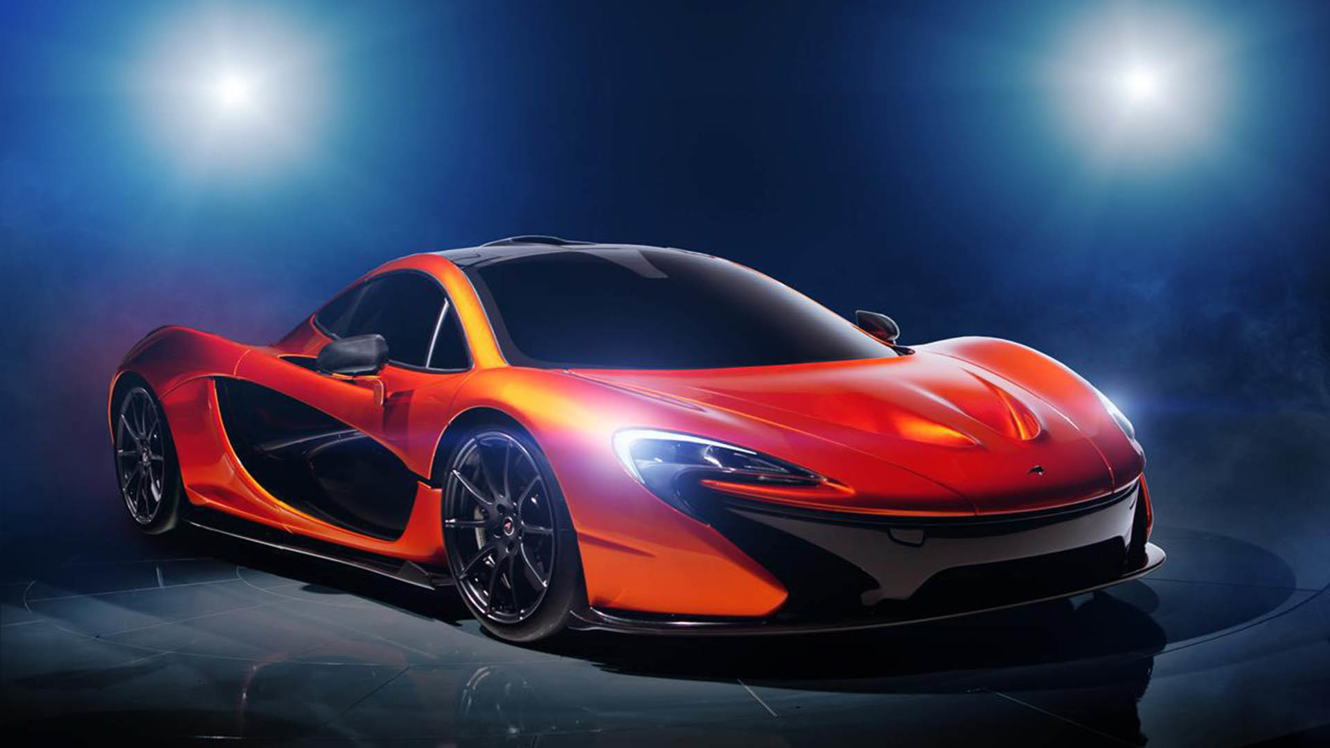McLaren P1, Supercar, Arancione, Riflettori, 1920x1080, sfondo per PC