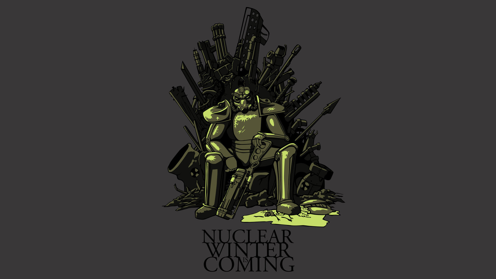Il Trono di Spade, Fallout, Power armor, Nuclear Winter is Coming, Parodia, sfondo Windows 11