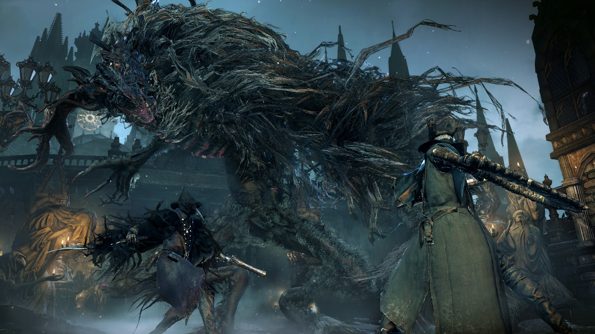 Bloodborne, Padre Gascoigne, Bestia, Cacciatore, Combattimento, 16:9 Full HD, sfondo widescreen