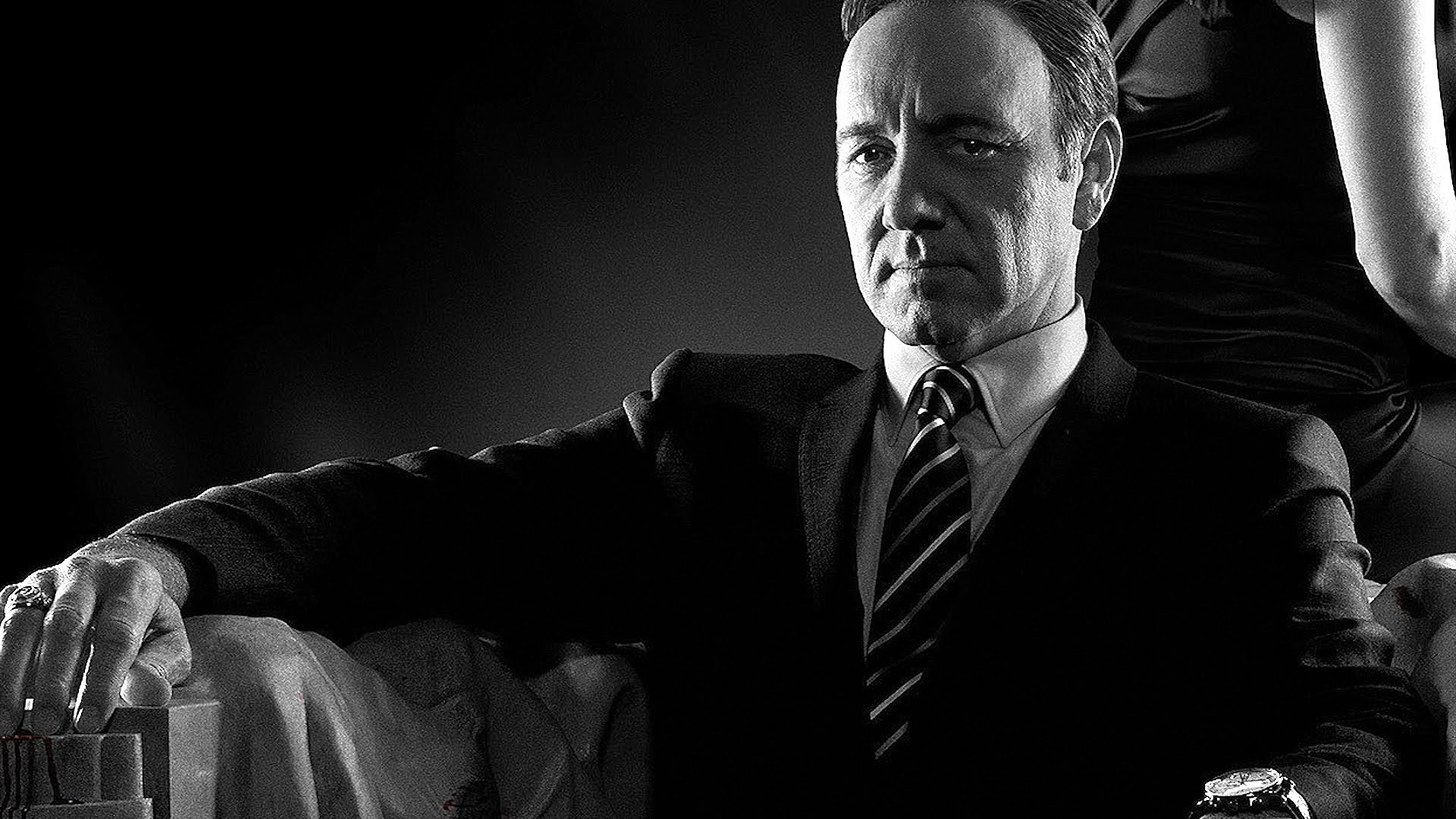 Frank Underwood, Kevin Spacey, House of Cards, Bianco e nero, Lincoln Memorial, sfondo 1080p