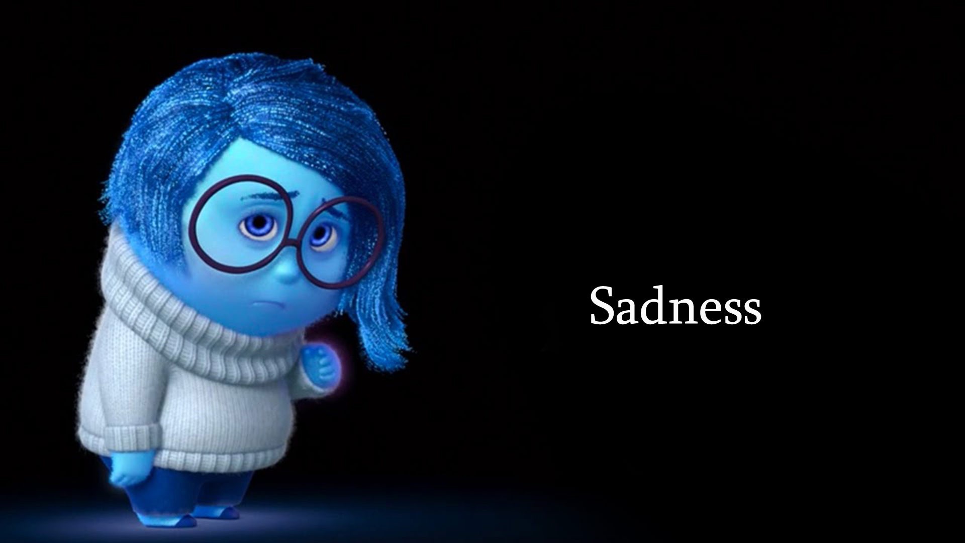Tristezza, Inside Out, Sadness, Sfondo nero, Occhiali, 16:9 Full HD, wallpaper widescreen