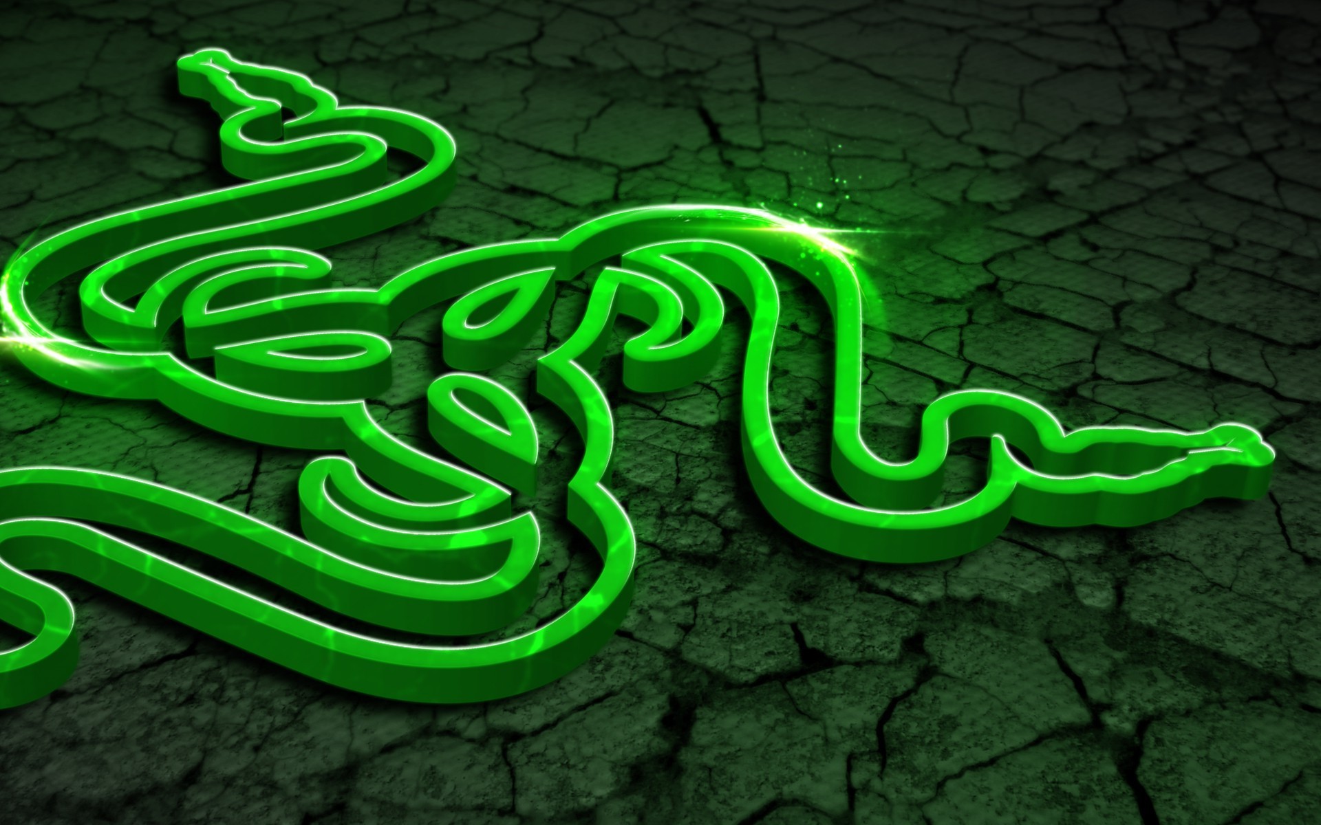 Razer, Logo, Verde, Terreno crepato, immagine di sfondo PC