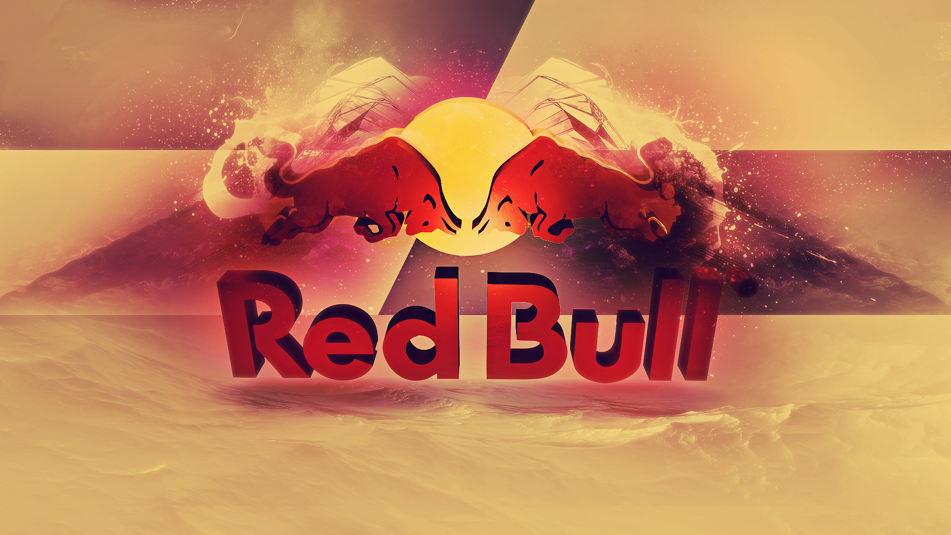 Red Bull, Logo Red Bull, 3D, Arancione, Full HD, sfondo per PC e portatile