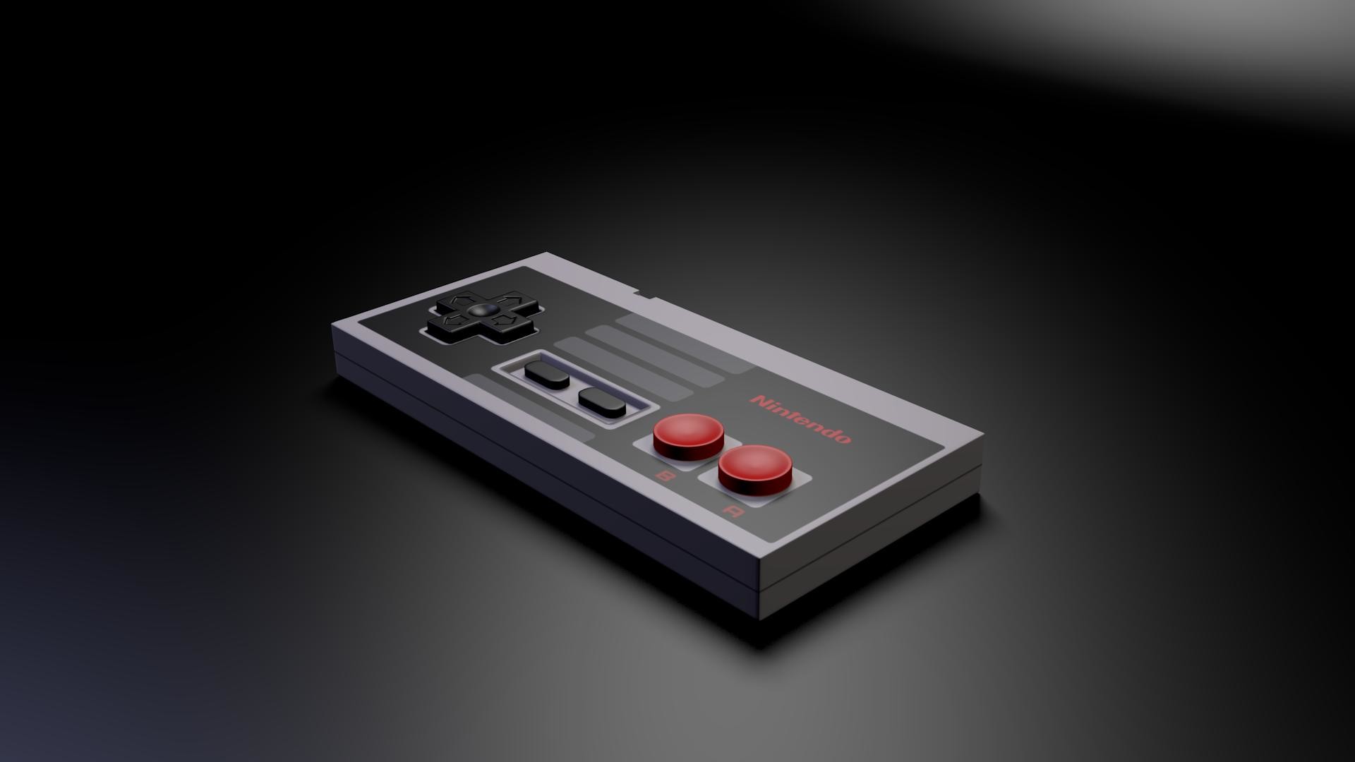 Controller NES, Nintendo, Render 3D, Sfondo scuro, Full HD, wallpaper per portatile