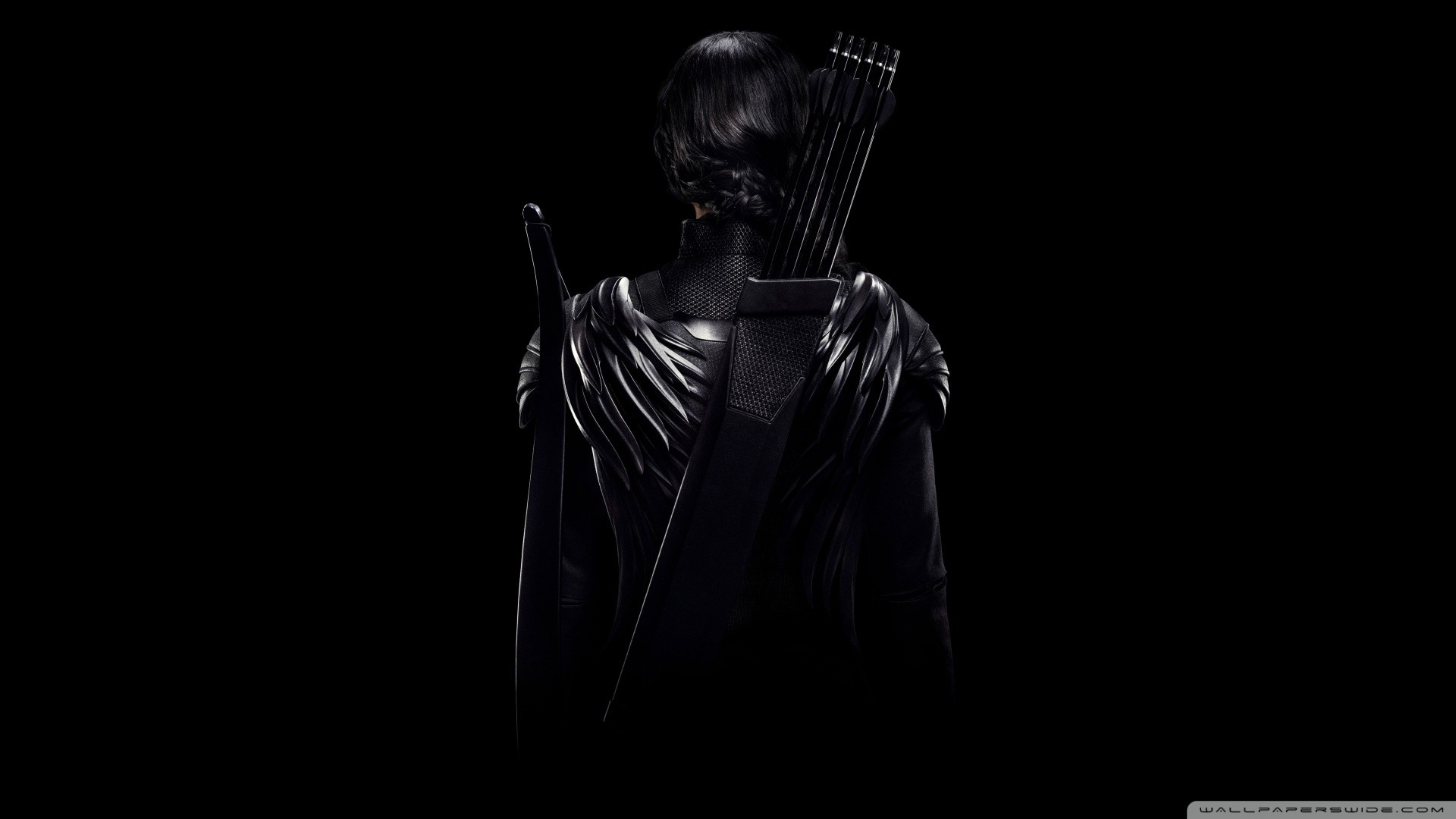 Katniss Everdeen, Hunger Games: Il canto della rivolta, Sfondo nero, Arco, wallpaper per portatile