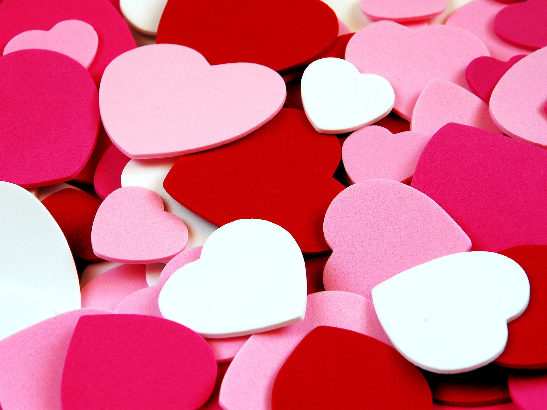Cuori di feltro, Rosa, Rosso, Bianco, Full HD, sfondo per iPad e tablet