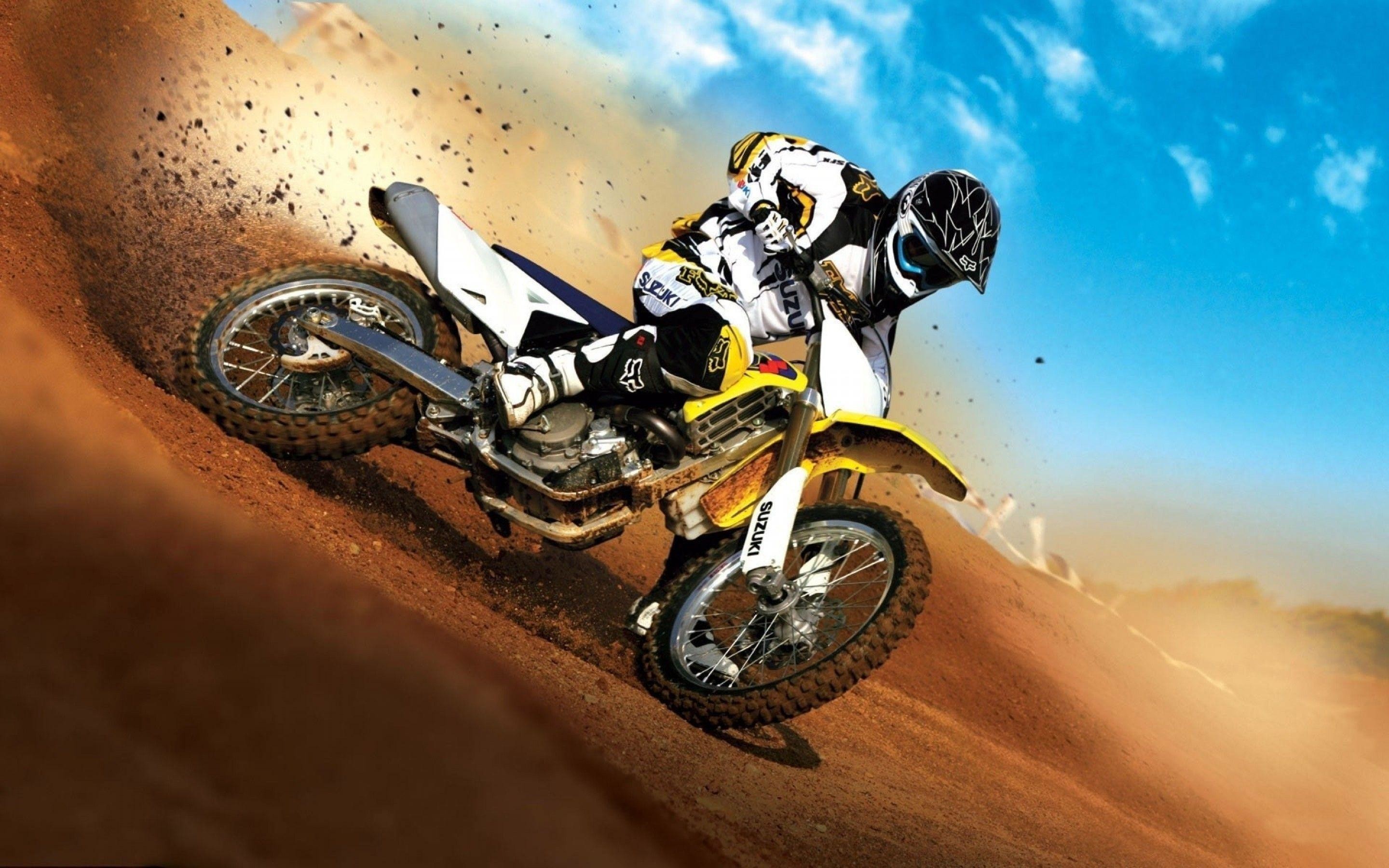Suzuki RM-Z, Motocross, Terra, Curva, 2880x1800, sfondo per PC