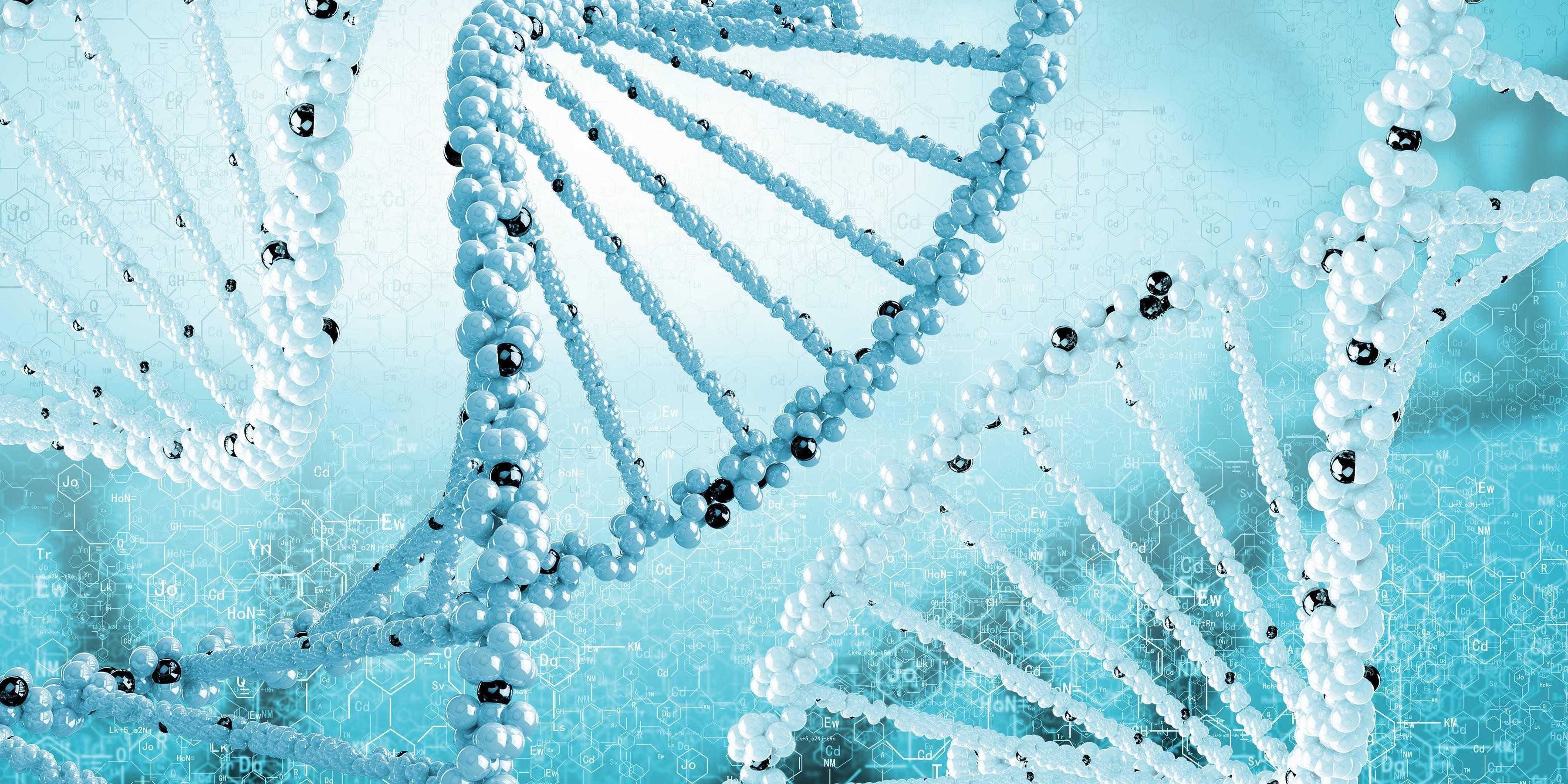 DNA, Doppia elica, Azzurro, 2K, sfondo per PC