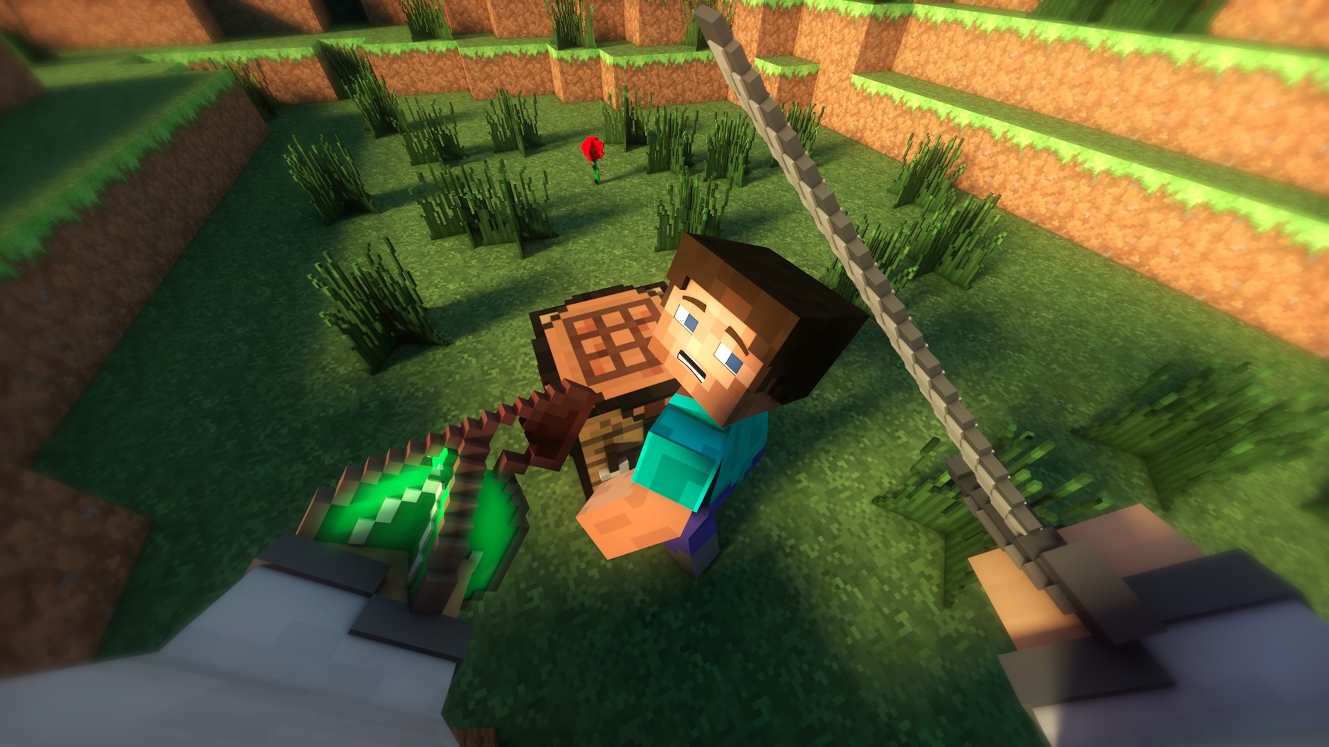 Minecraft, Steve, Ragno, Spada, Full HD, sfondo desktop