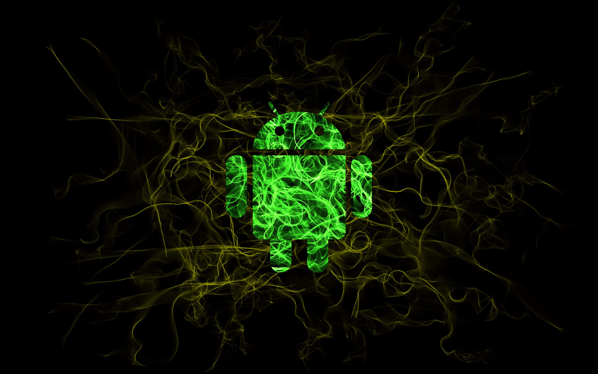 Logo Android, Android, Fili verdi, Sfondo nero, 1920x1200, wallpaper desktop
