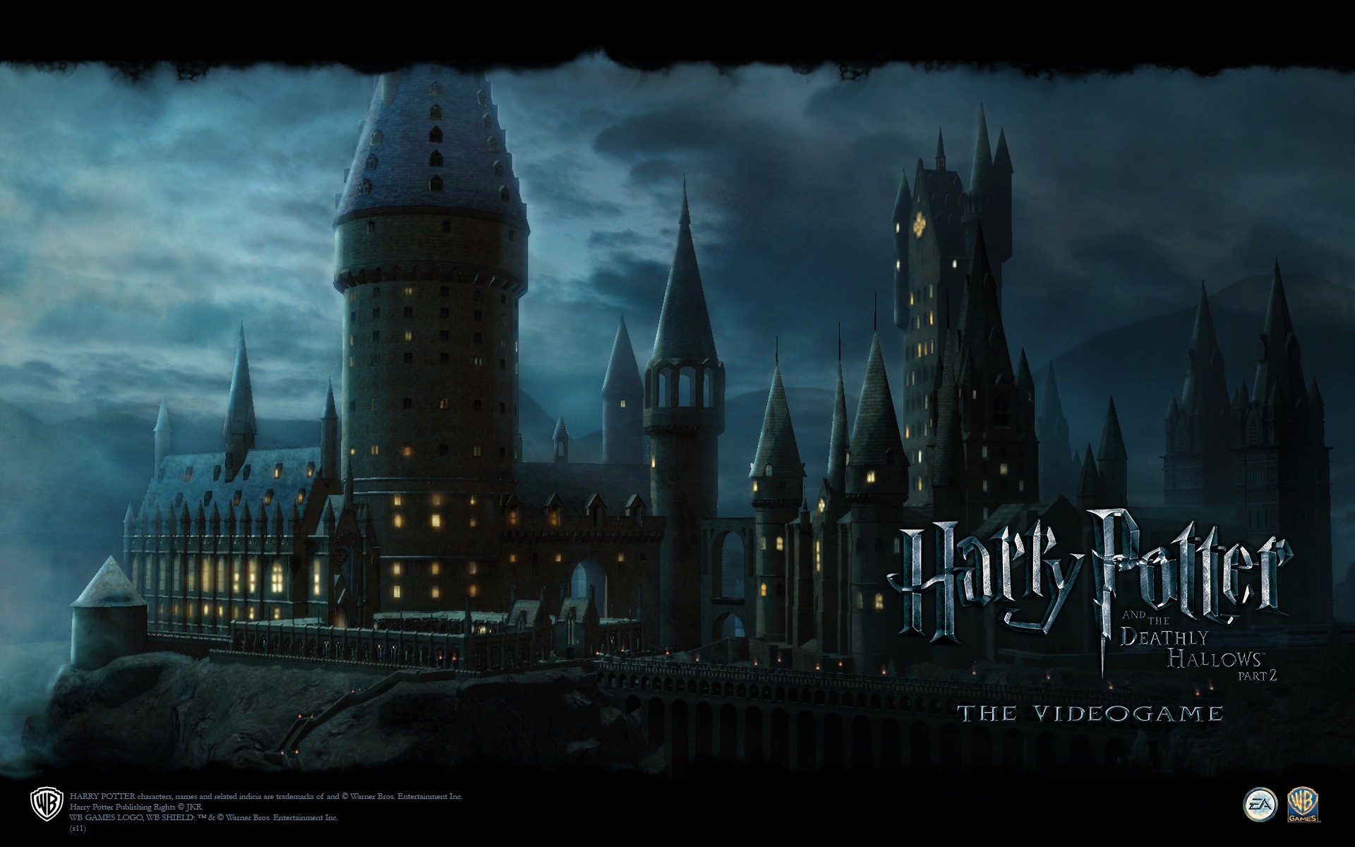 Hogwarts, Harry Potter e i Doni della Morte, Videogioco, Castello, Notte, sfondo Windows 11