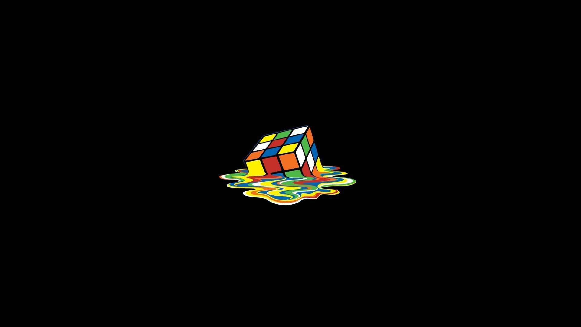 Cubo di Rubik, Sciolto, Sfondo nero, Surreale, Full HD, wallpaper per portatile