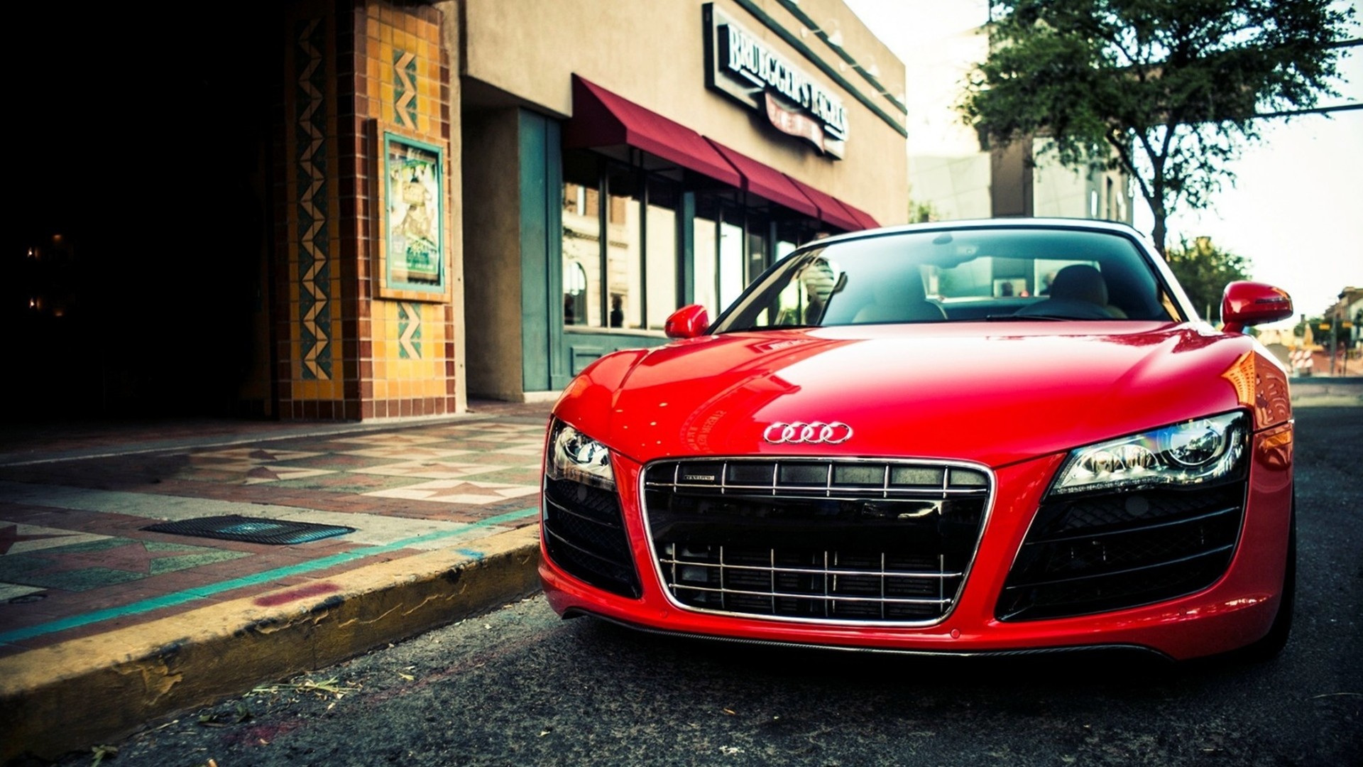 Audi R8, Audi, Rosso, Strada, 1920x1080, sfondo per PC