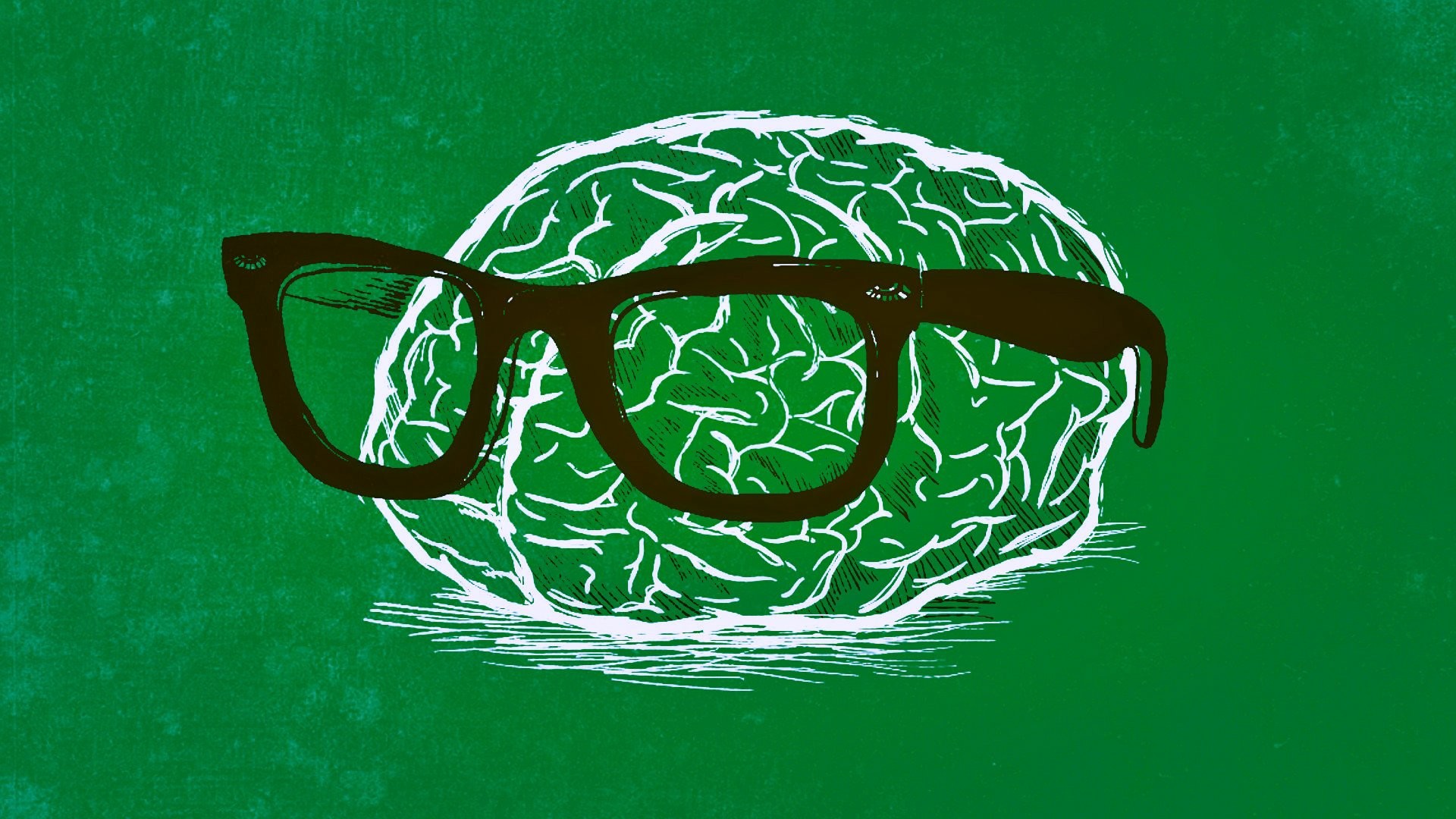 Cervello, Occhiali, Illustrazione, Verde, Full HD, sfondo desktop