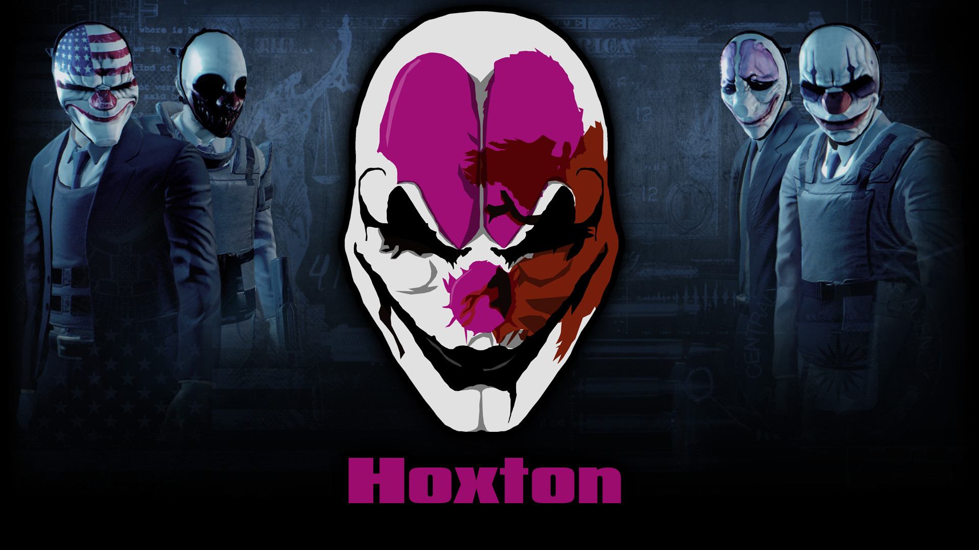 Hoxton, Maschera di Hoxton, Payday 2, Payday Gang, Blu scuro, 1920x1080, immagine di sfondo