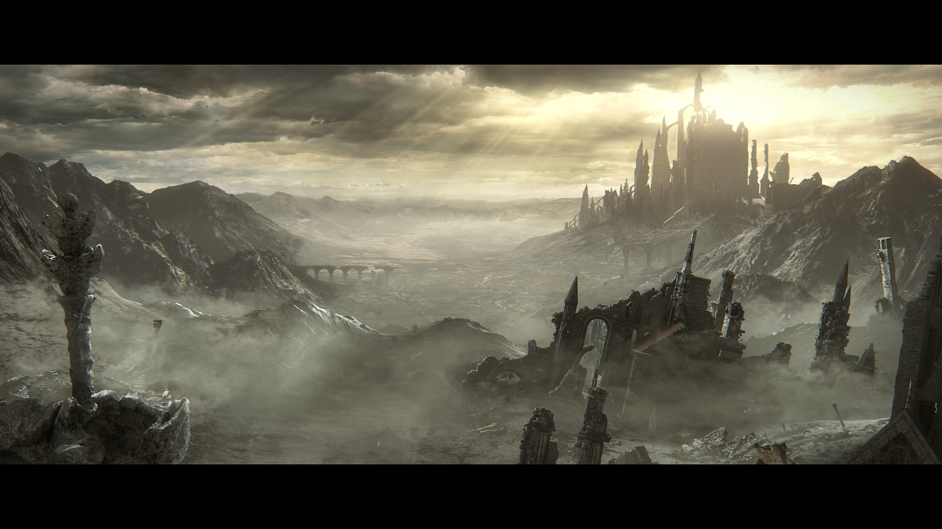 Dark Souls III, Lothric, Paesaggio, Nebbia, Full HD 1080p, sfondo desktop