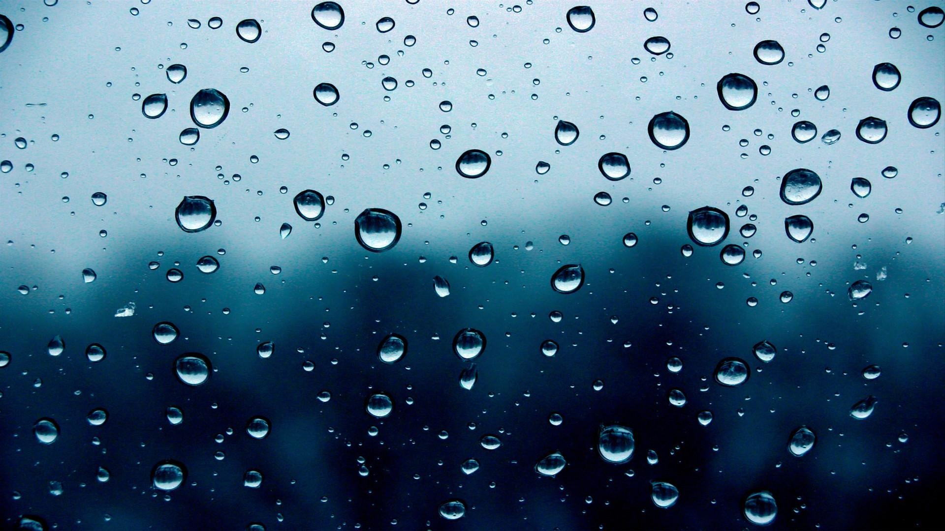Gocce d'acqua, Vetro, Pioggia, Blu, Full HD, wallpaper desktop
