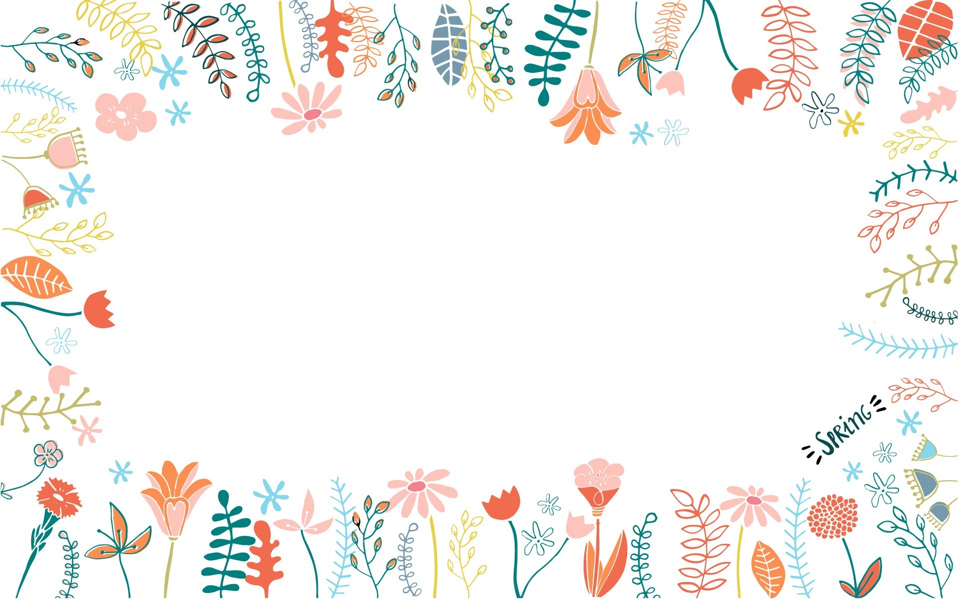 Cornice floreale, Spring, Illustrazione, Primavera, 16:10 Full HD, sfondo widescreen