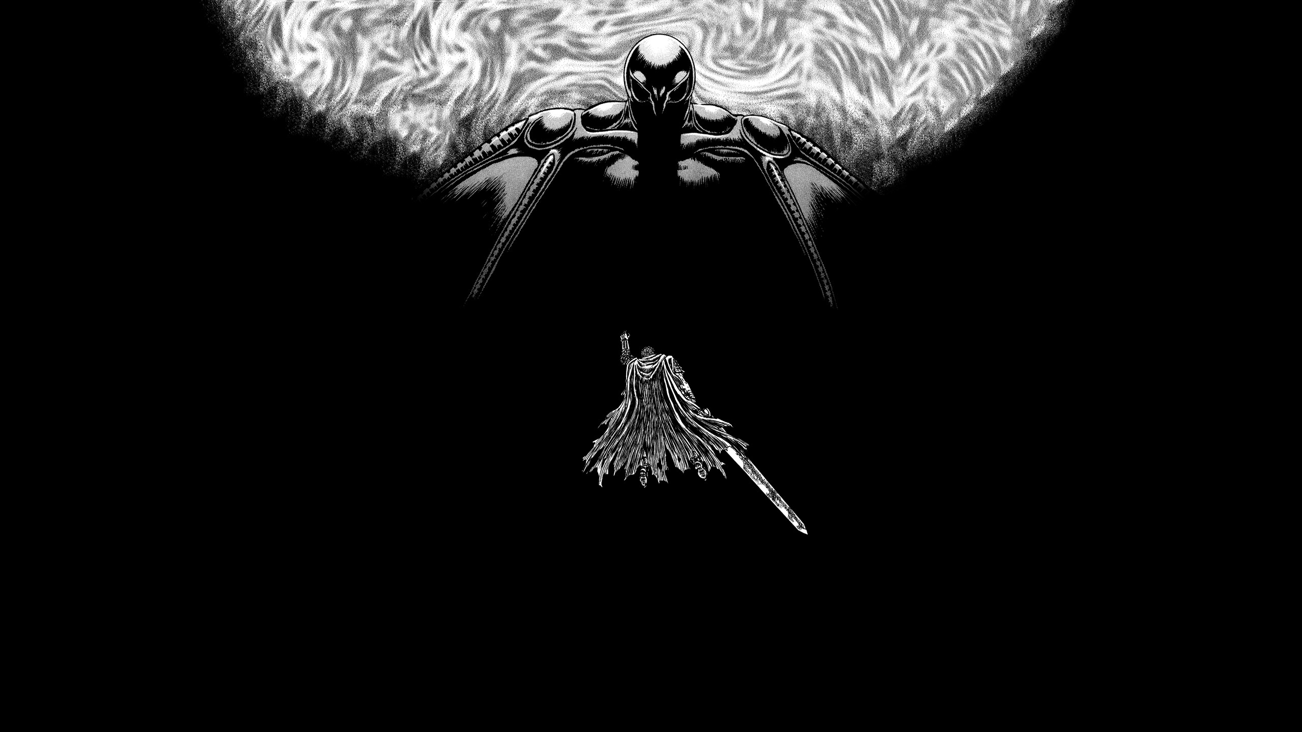 Femto, Gatsu, Berserk, Eclissi, Sfondo nero, 2K, wallpaper per PC