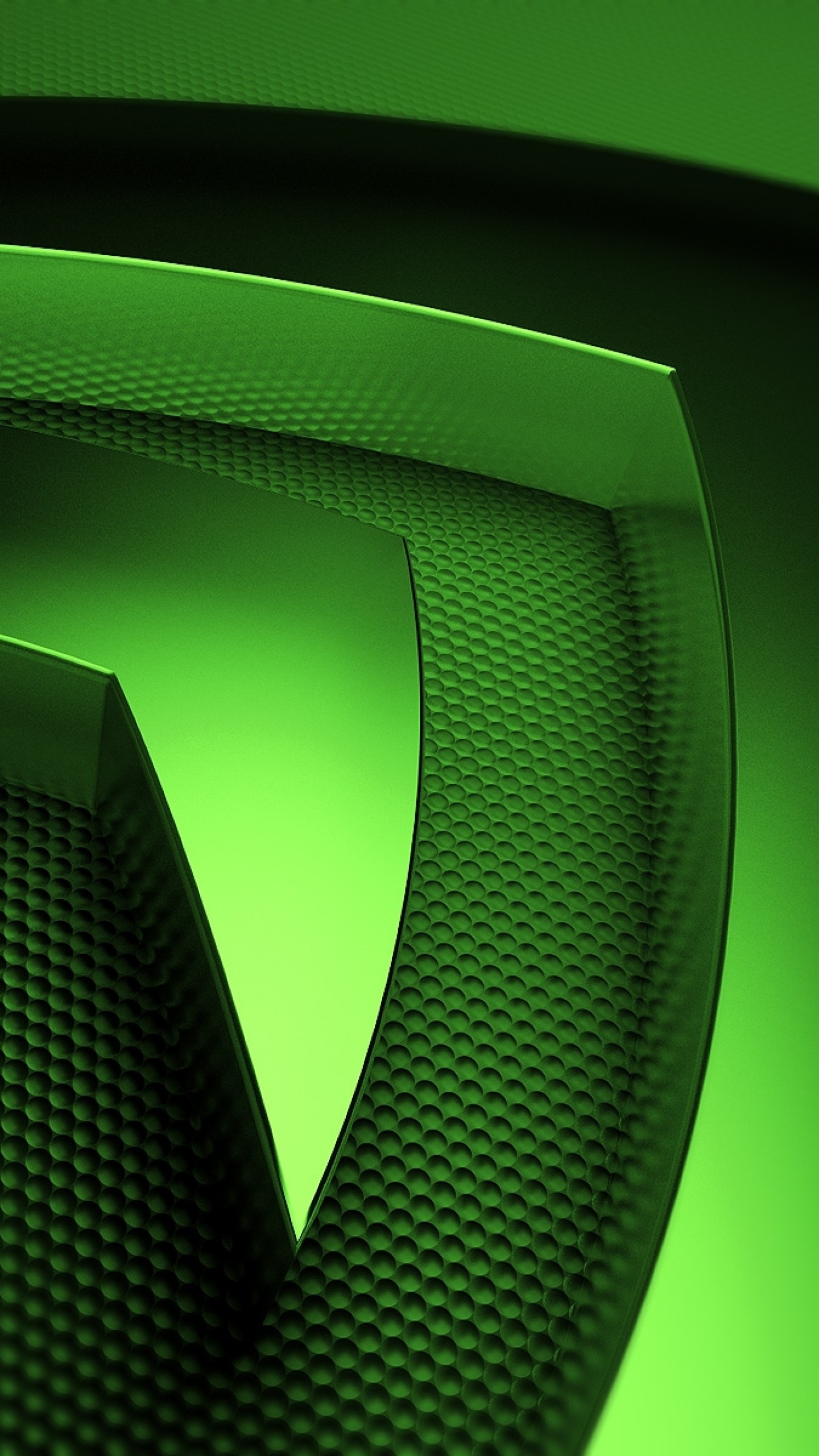 Logo Nvidia, Nvidia, 3D, Verde, QHD+, sfondo verticale per cellulare