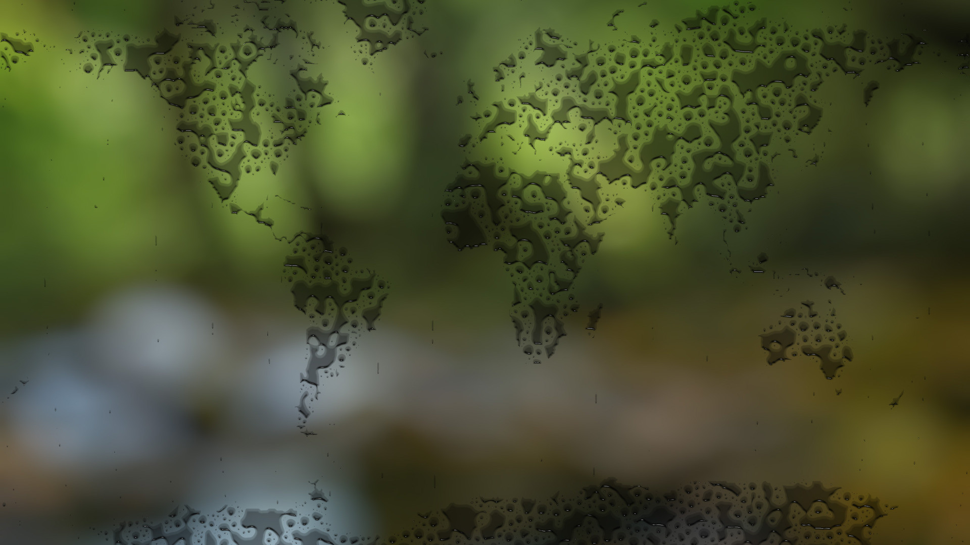 Mappa del mondo, Gocce, Verde, Bokeh, Full HD 1080p, sfondo desktop