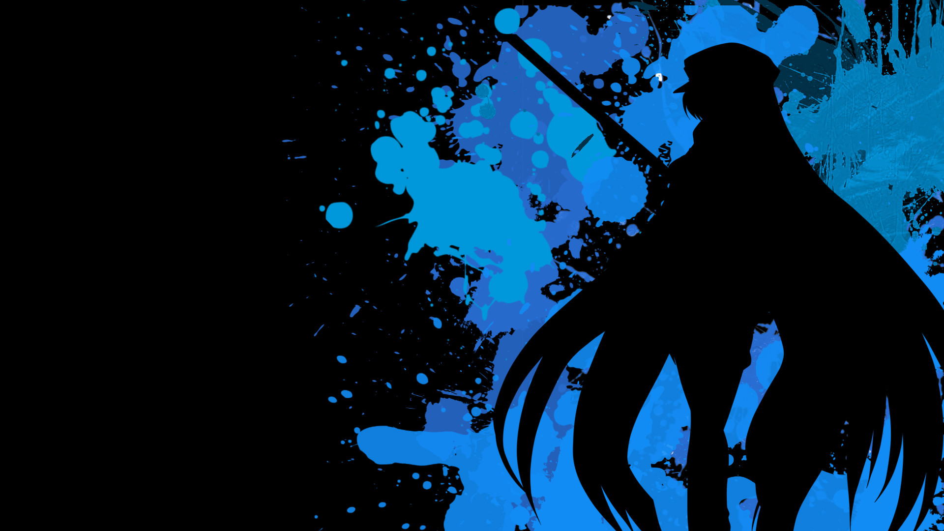 Akame, Akame ga Kill!, Silhouette, Schizzi blu, 16:9 Full HD, sfondo widescreen