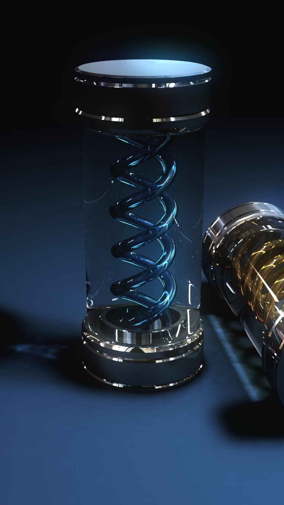 Provetta, DNA, Rendering 3D, Blu, sfondo per il tuo desktop