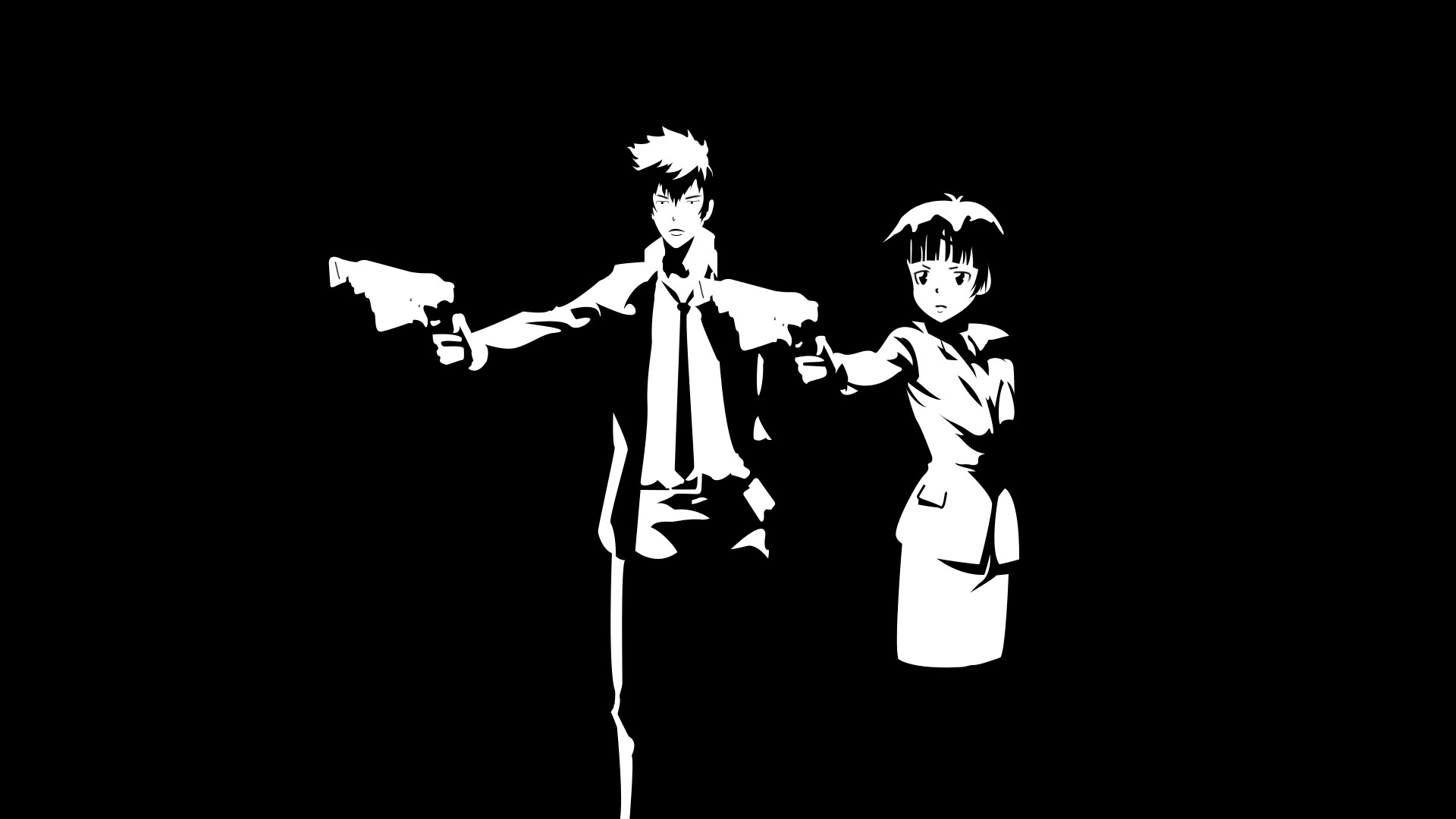Pulp Fiction, Parodia, Silhouette, Sfondo nero, Full HD, wallpaper per computer