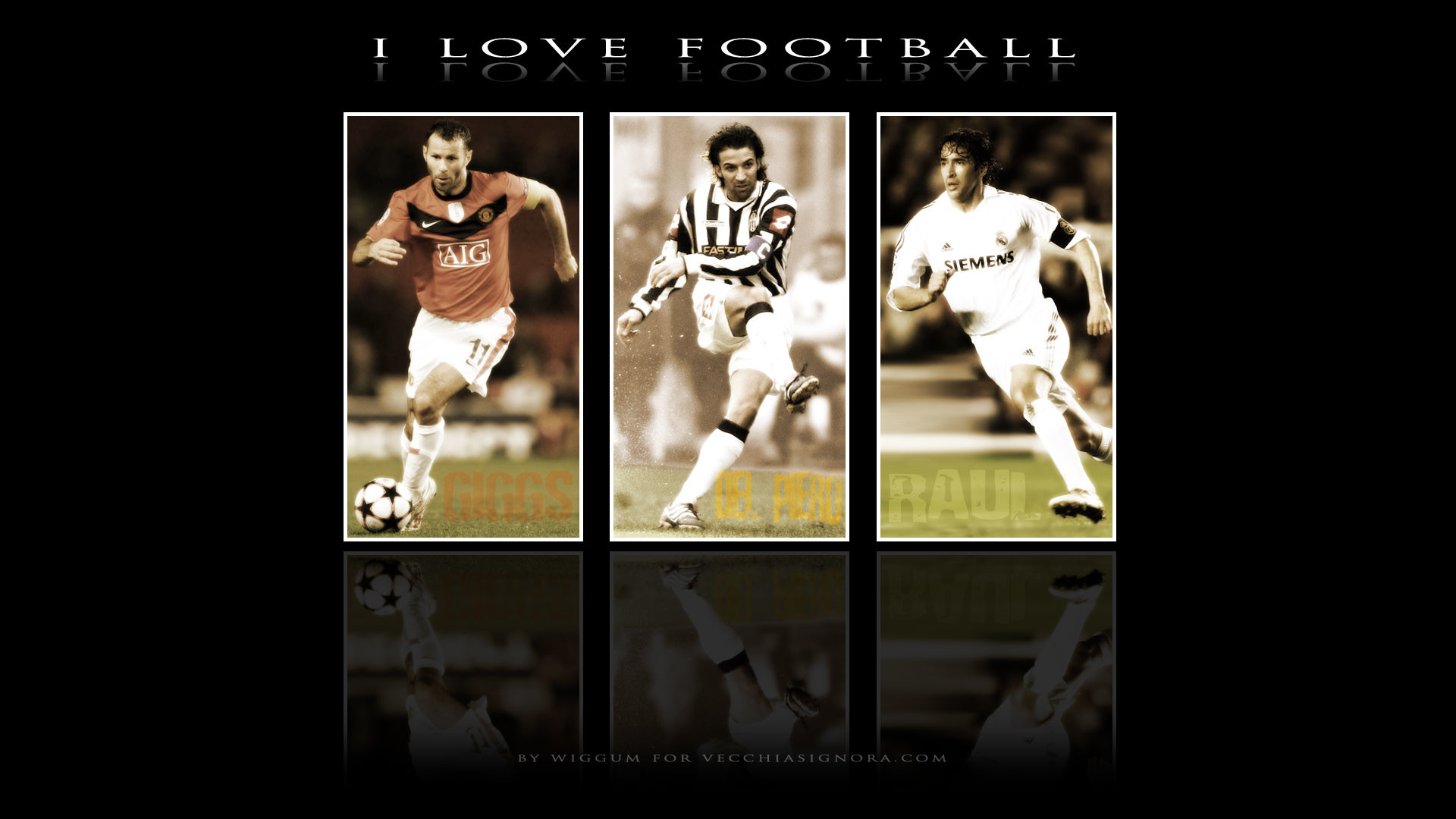 Alessandro Del Piero, I Love Football, Collage, Seppia, Full HD 1080p, sfondo desktop