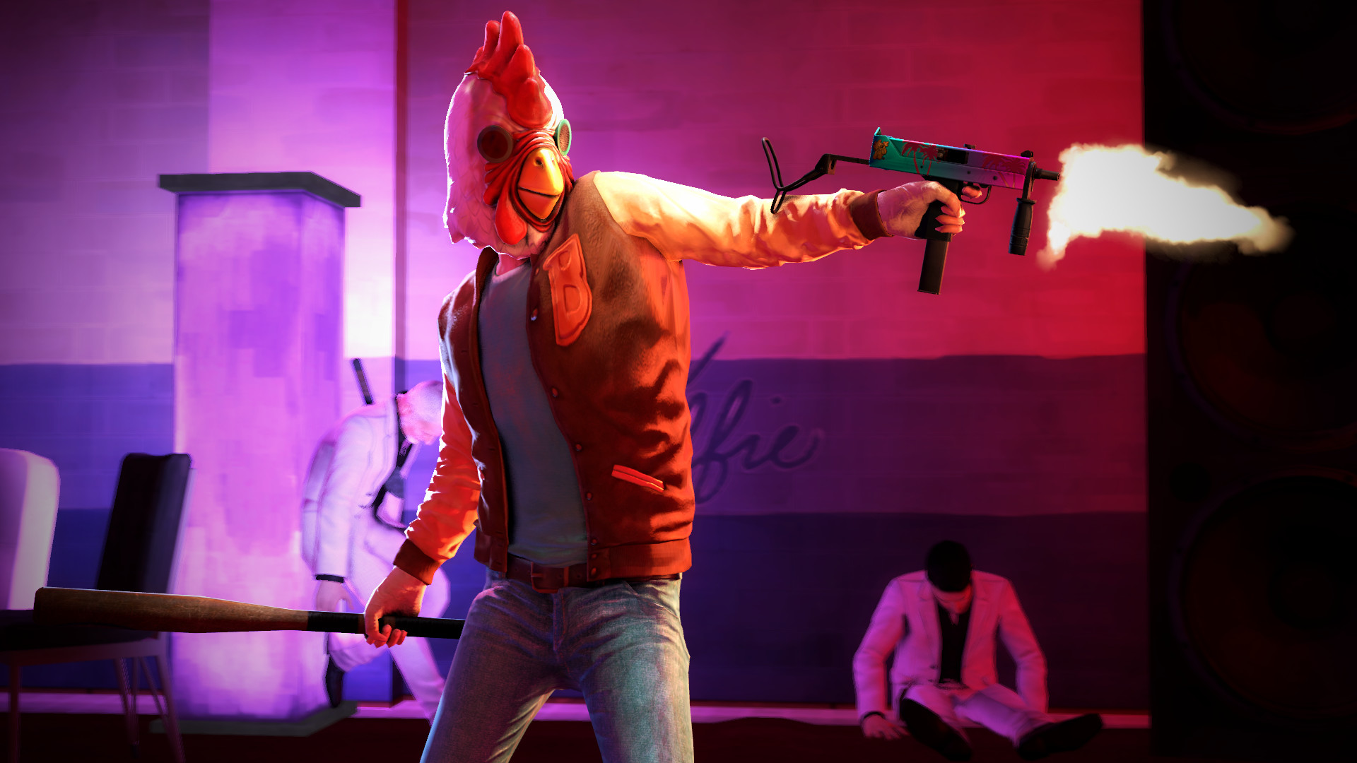 Jacket, Hotline Miami, Mitra, Maschera da gallo, 3D, Full HD, sfondo per portatile