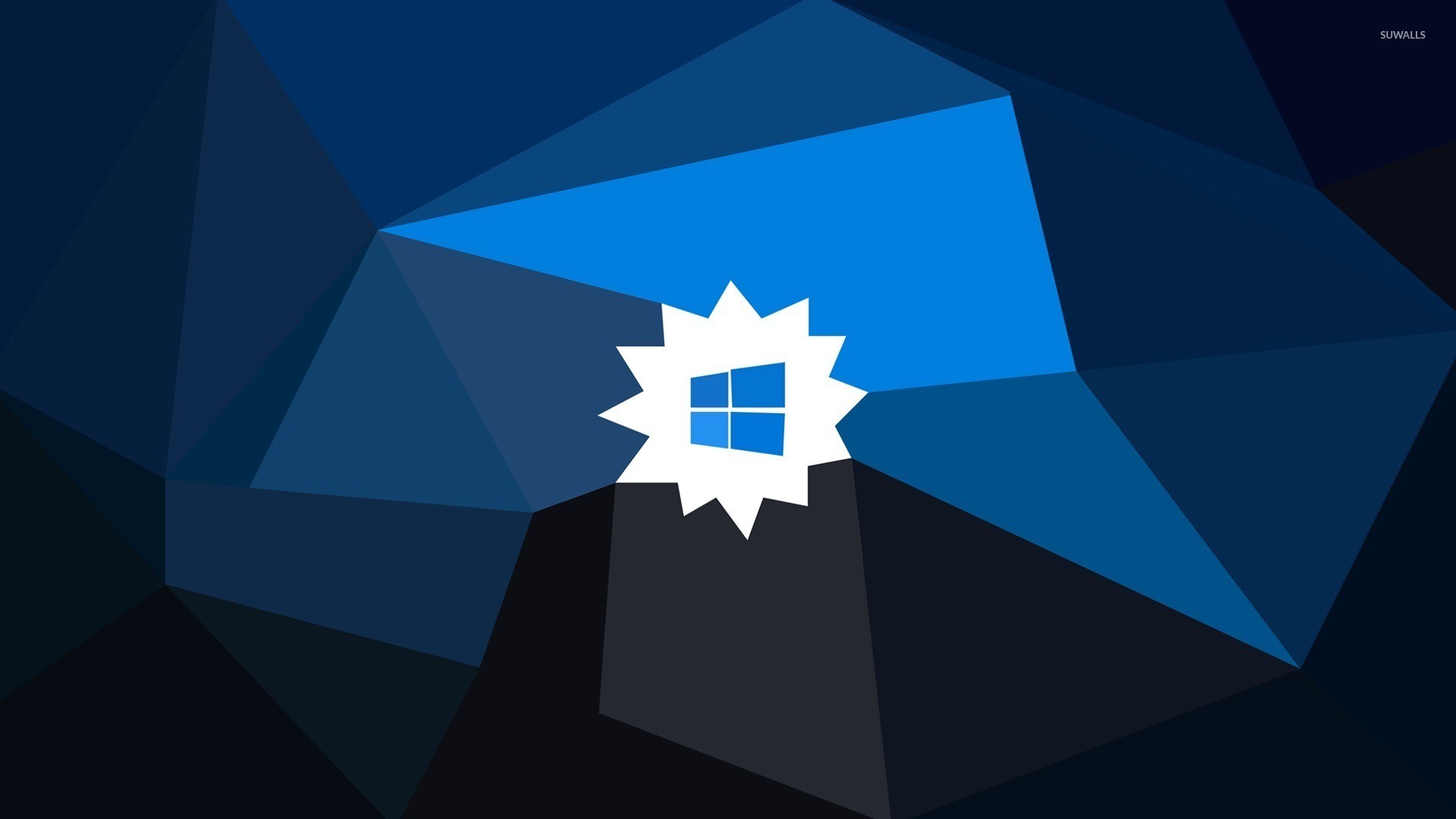 Logo Windows, Low poly, Blu, Full HD, sfondo per PC