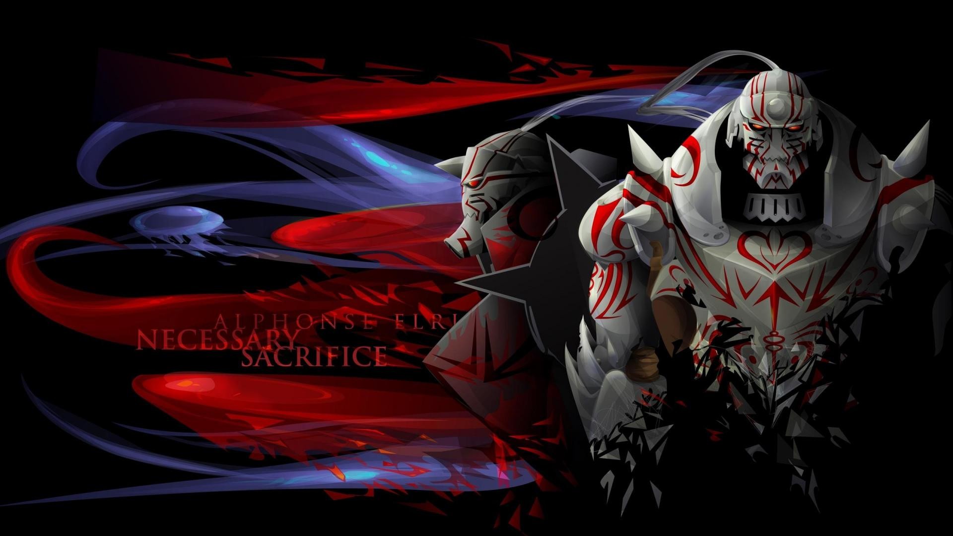 Alphonse Elric, Fullmetal Alchemist: Brotherhood, Armatura, Rosso e blu, sfondo Full HD per portatile