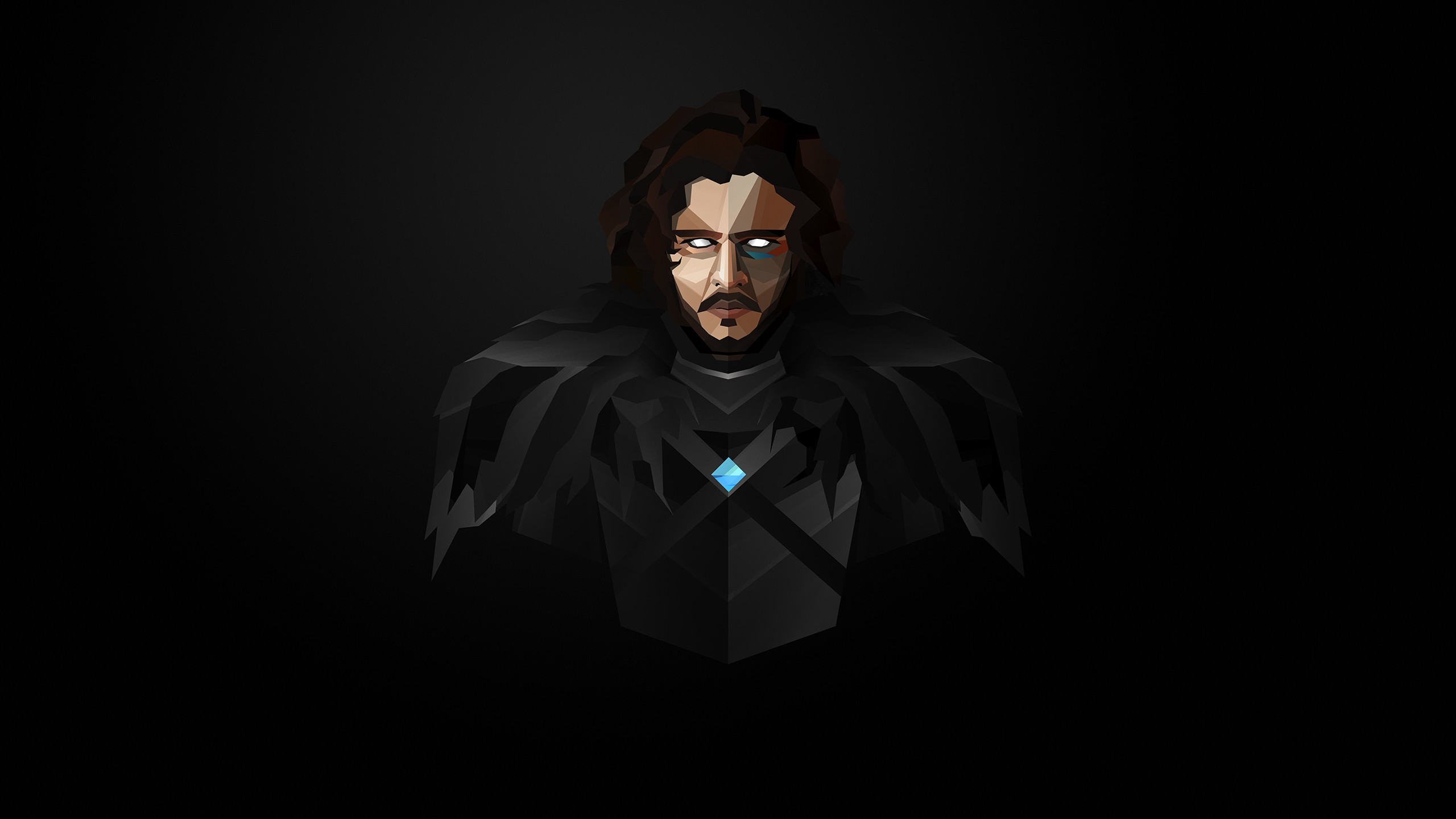 Jon Snow, Il Trono di Spade, Kit Harington, Low poly, Sfondo nero, wallpaper per portatile