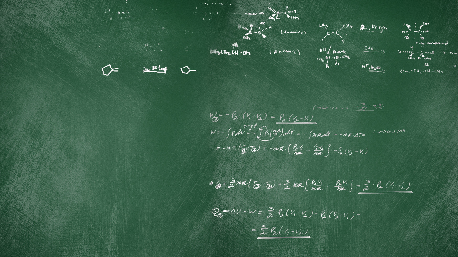 Lavagna verde, Formule matematiche, Gesso, 1920x1080, sfondo per PC