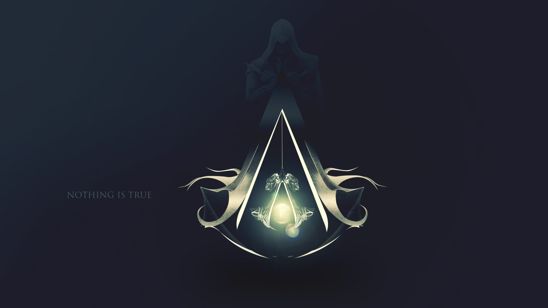 Simbolo degli Assassini, Assassin's Creed, Nothing is true, Sfondo blu scuro, wallpaper desktop