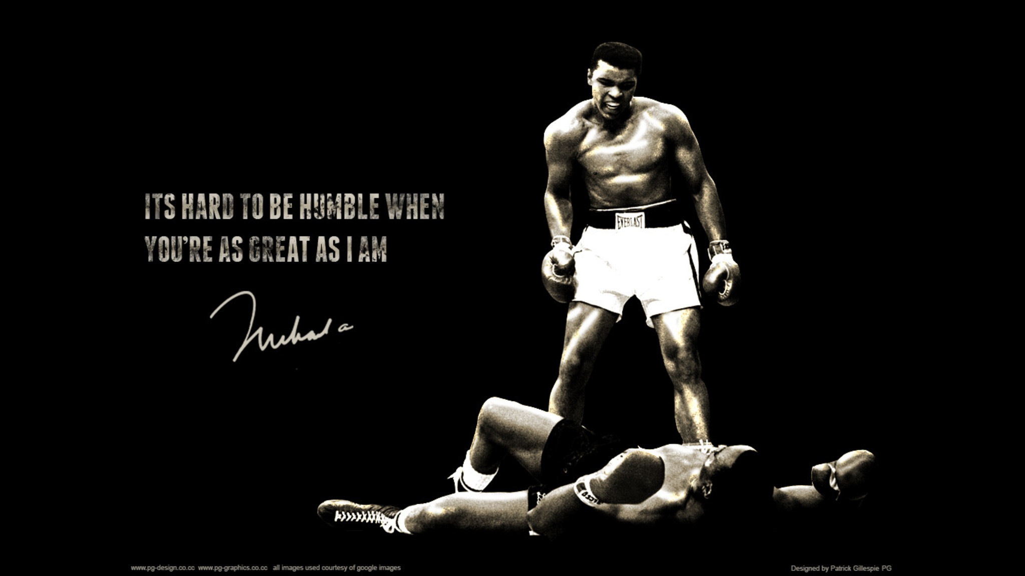 Muhammad Ali, Sonny Liston, Citazione, Autografo, Sfondo nero, 16:9 Full HD, wallpaper widescreen