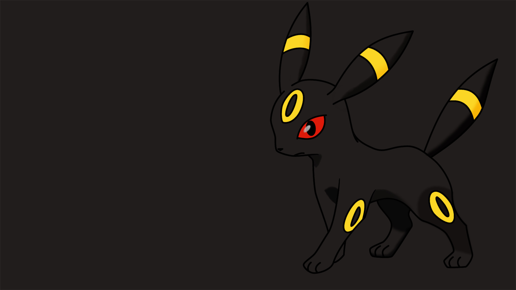 Umbreon, Pokémon, Minimalista, Sfondo scuro, Full HD, wallpaper per portatile