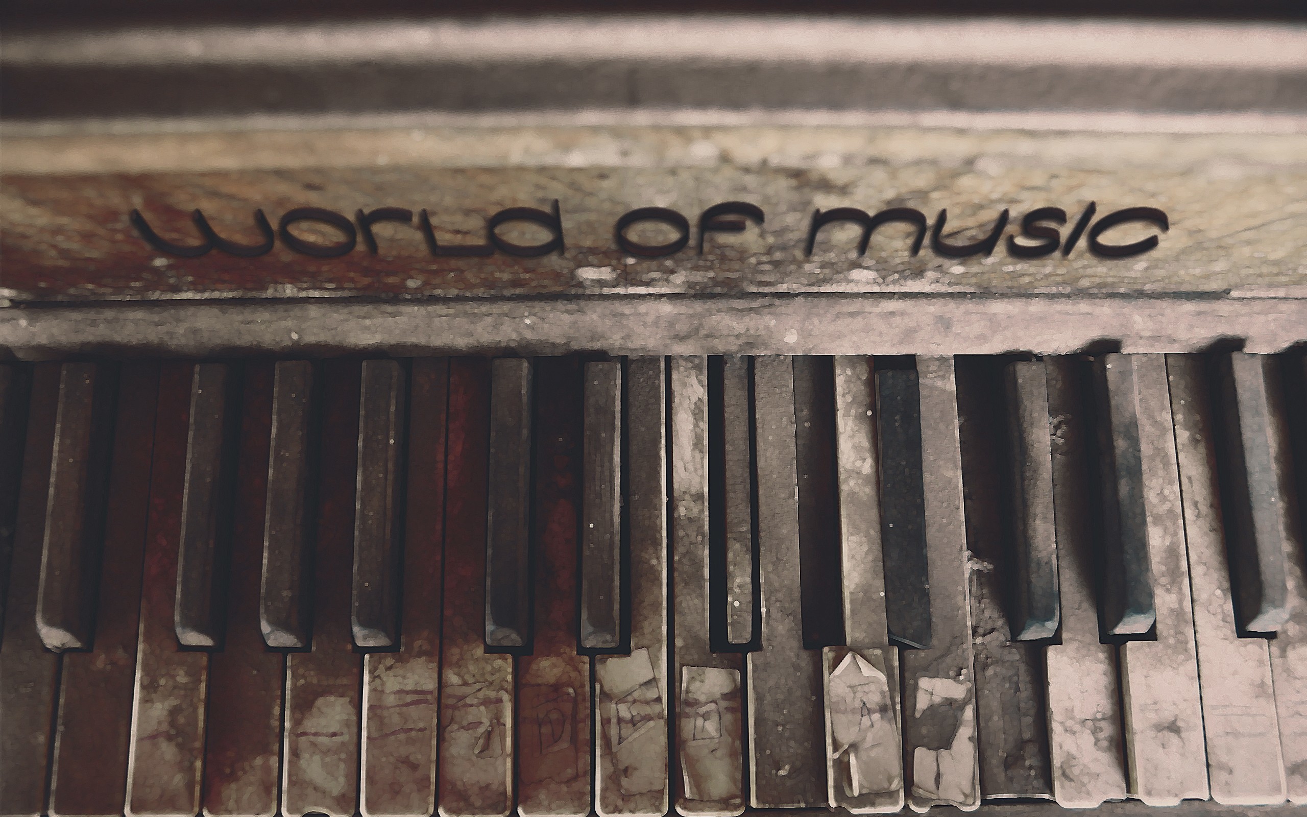 Pianoforte, World of Music, Tasti consumati, Grunge, 2560x1600, sfondo MacBook Pro