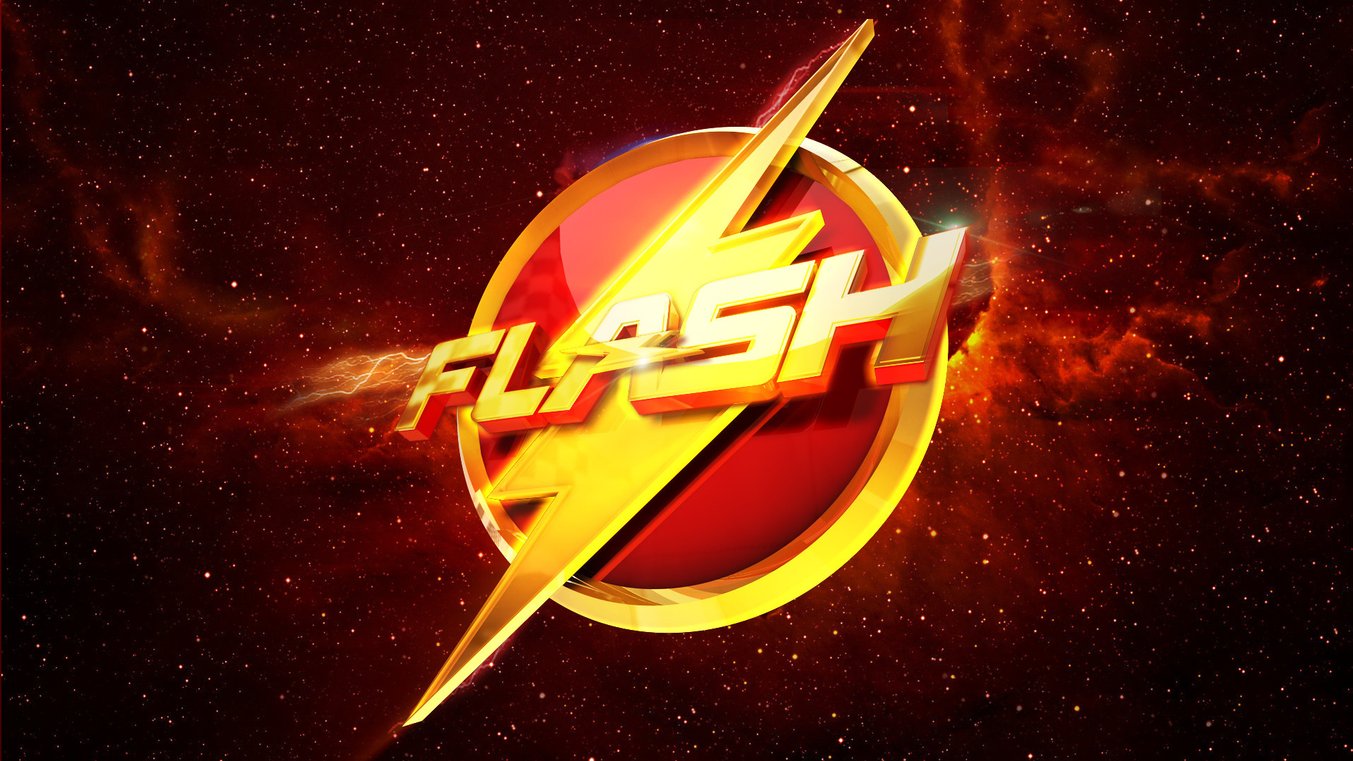 Logo di Flash, Fuoco, Spazio, 1920x1080, immagine di sfondo