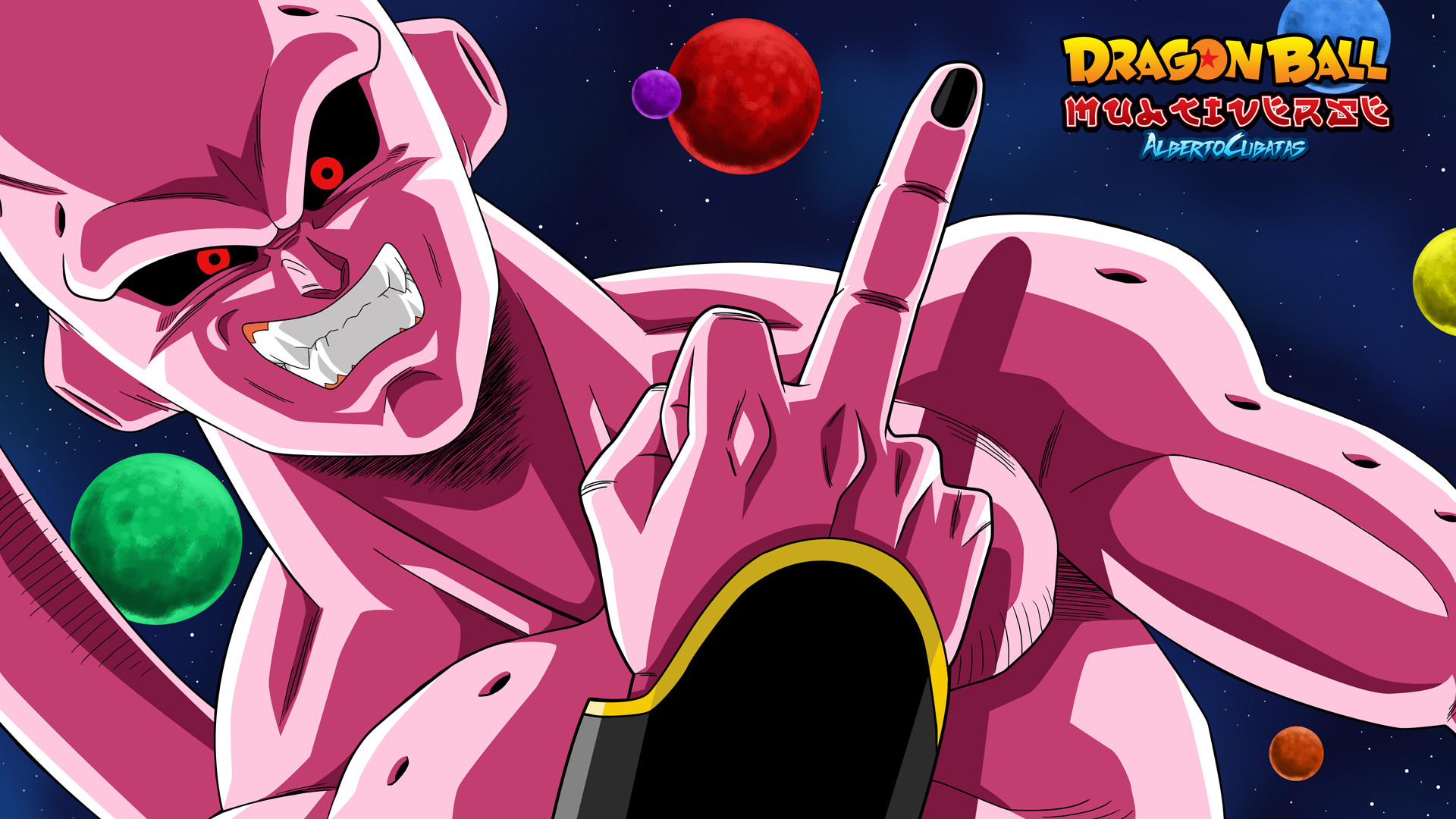 Kid Buu, Dragon Ball Multiverse, Dragon Ball, Pianeti, Spazio, 16:9 Full HD, sfondo widescreen